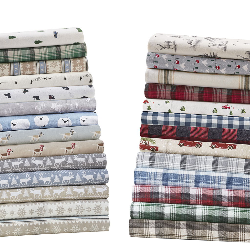 Flannel - 4 Piece California King Sheet Set - Gray Deer Toile - Image 3