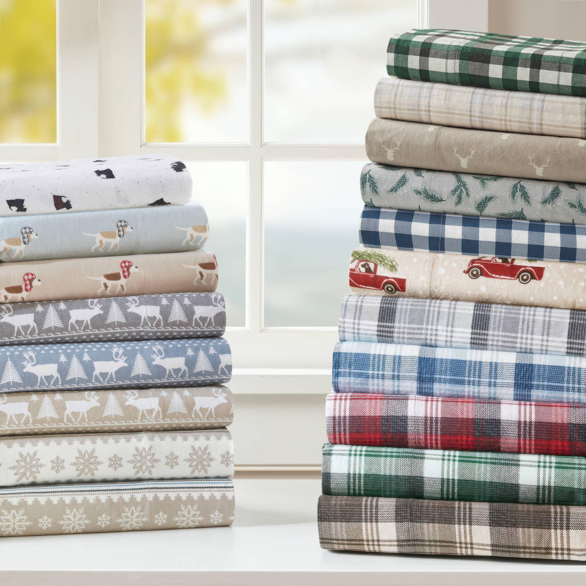 Flannel - California King 100% Flannel Printed Sheet Set - Pine Branches - Image 2