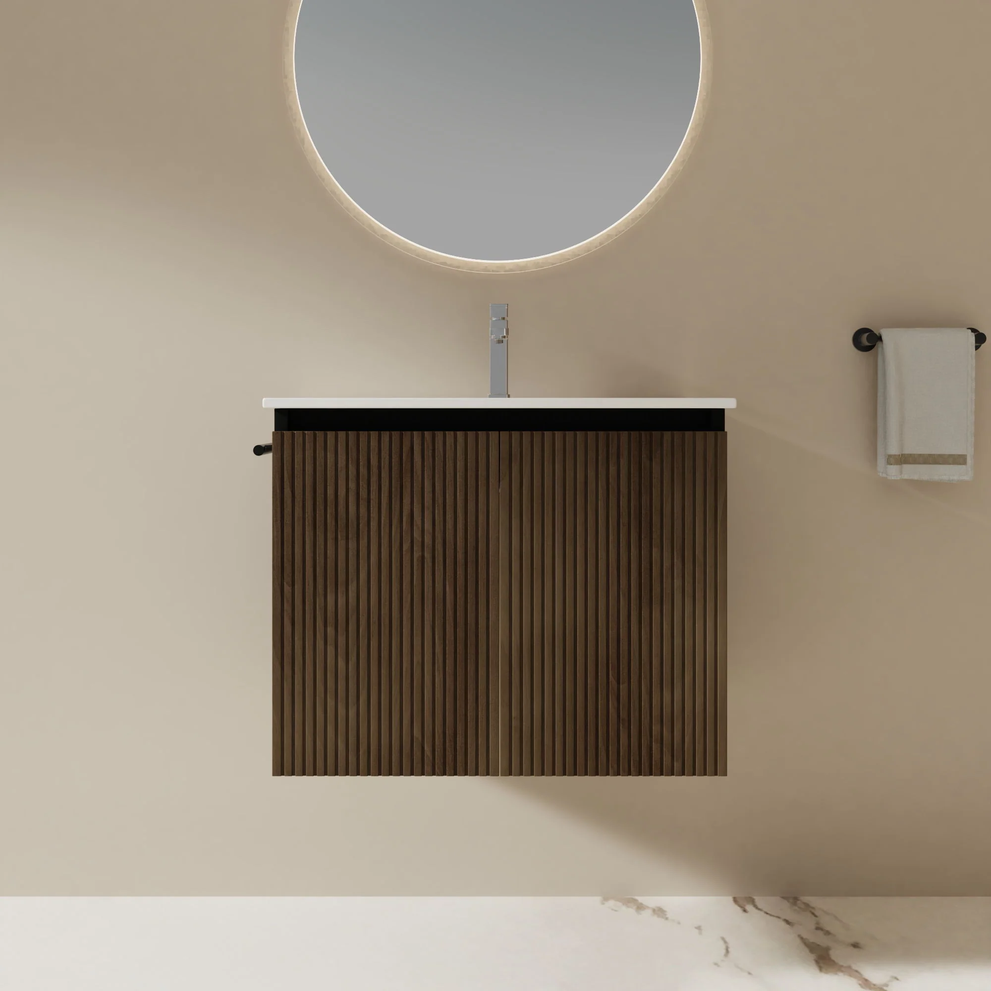 Floating Bathroom Vanity Combo, Towel Rack - Image 4