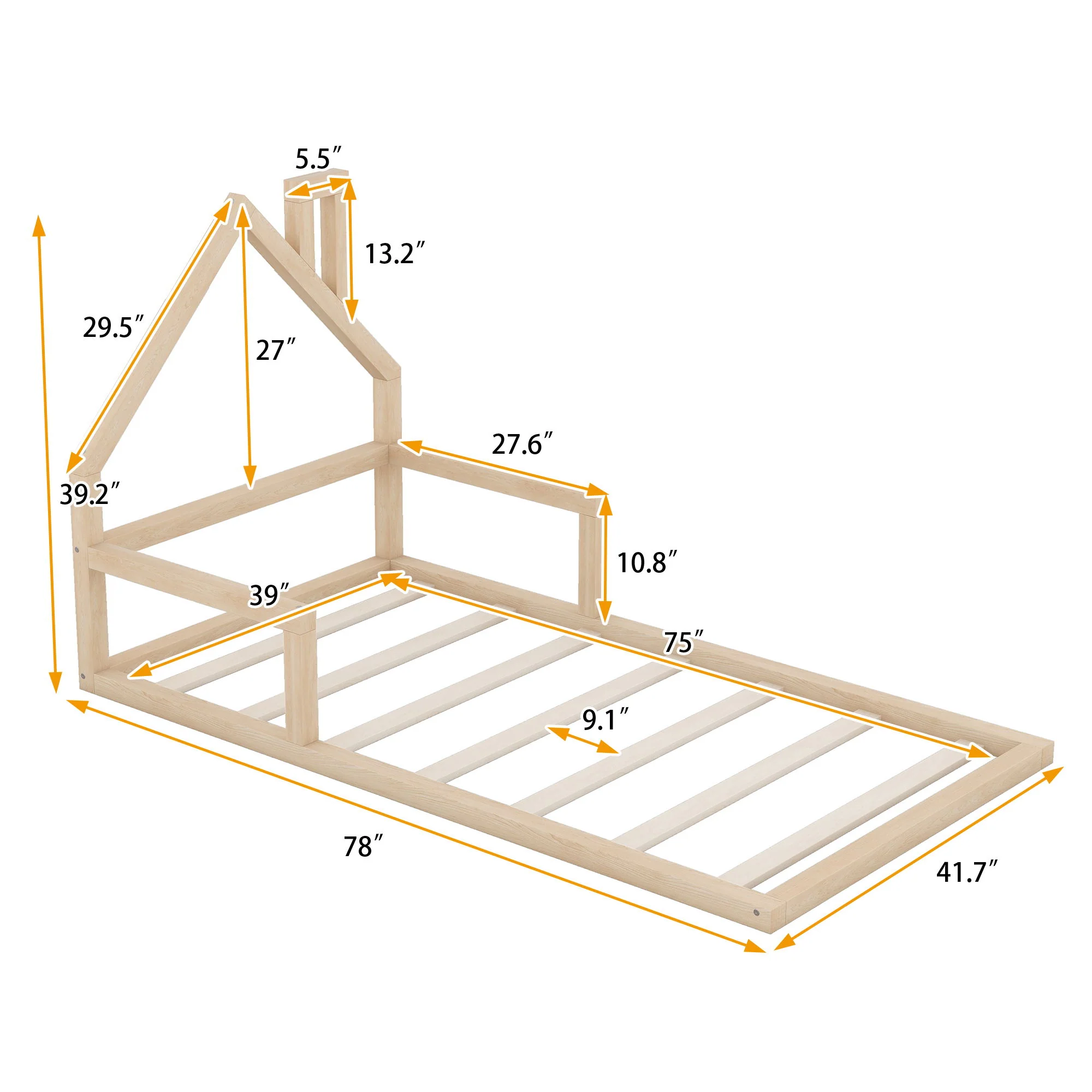 Floor Bed With House Shaped Headboard - Image 5