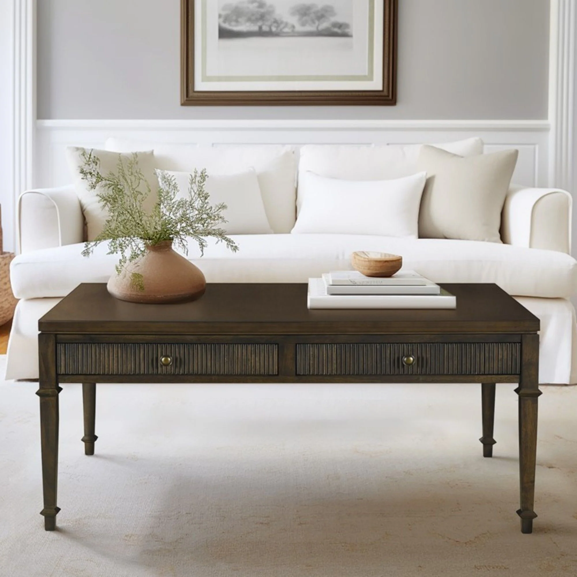 Fluted - 2 Drawer Coffee Table - Brown - Image 3
