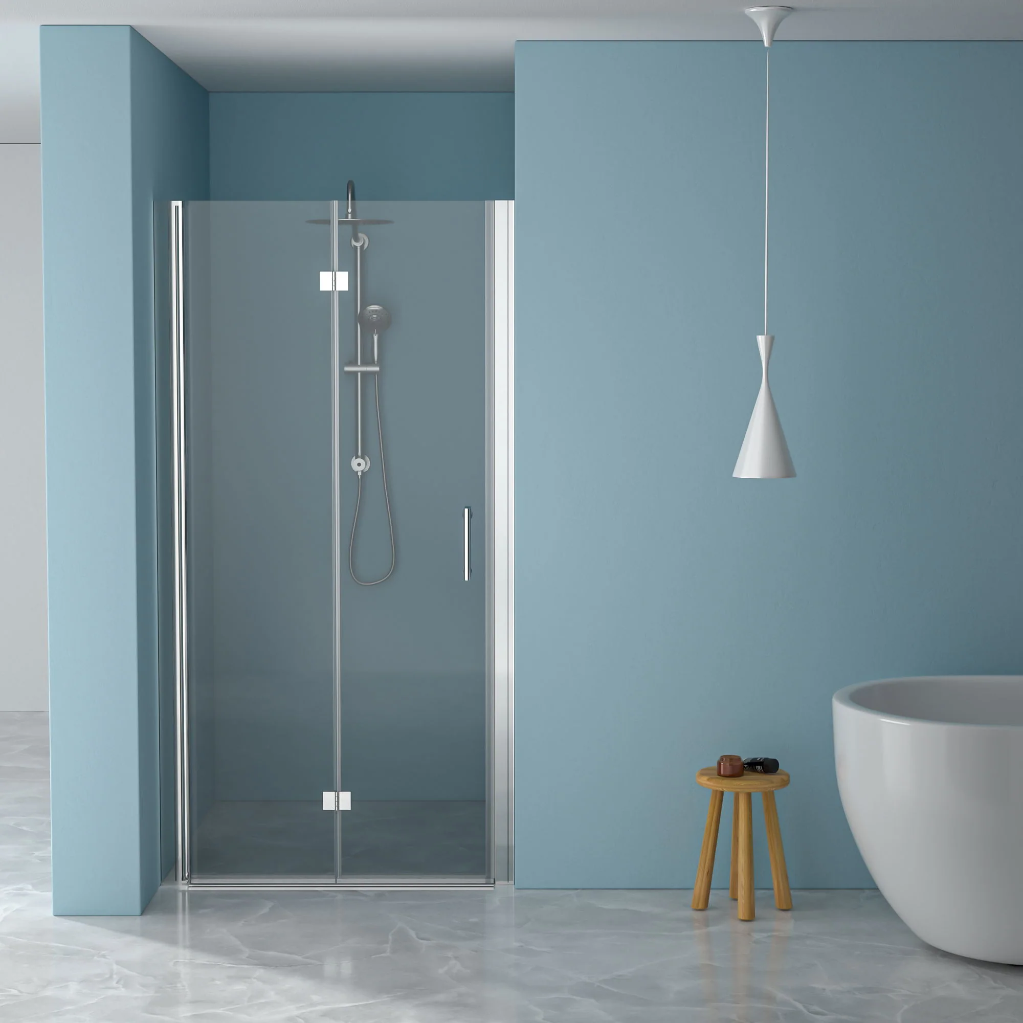 Fold Frameless Shower Door With Tempered Glass - Image 21