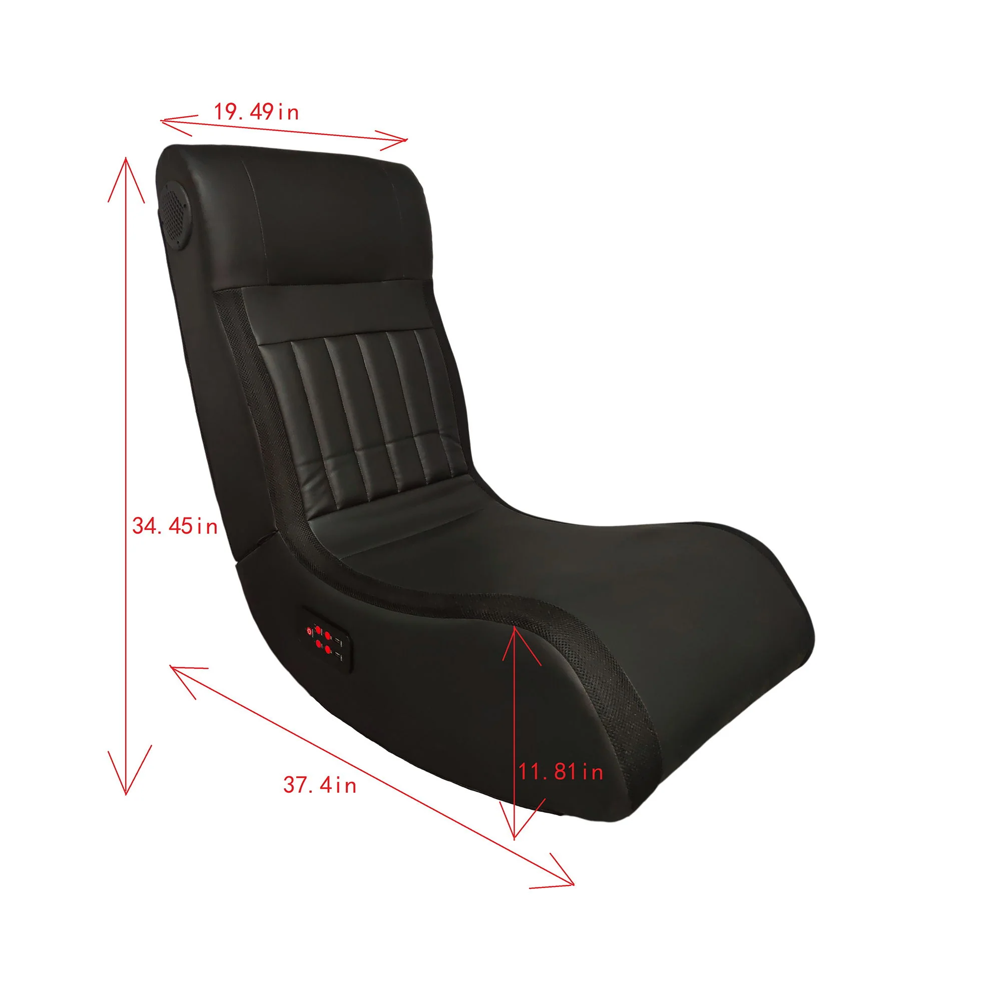 Foldable Gaming Chair With Onboard Speakers, LED Strip Lighting, Bluetooth, Vibration Massage, USB Charging Port - Black - Image 4