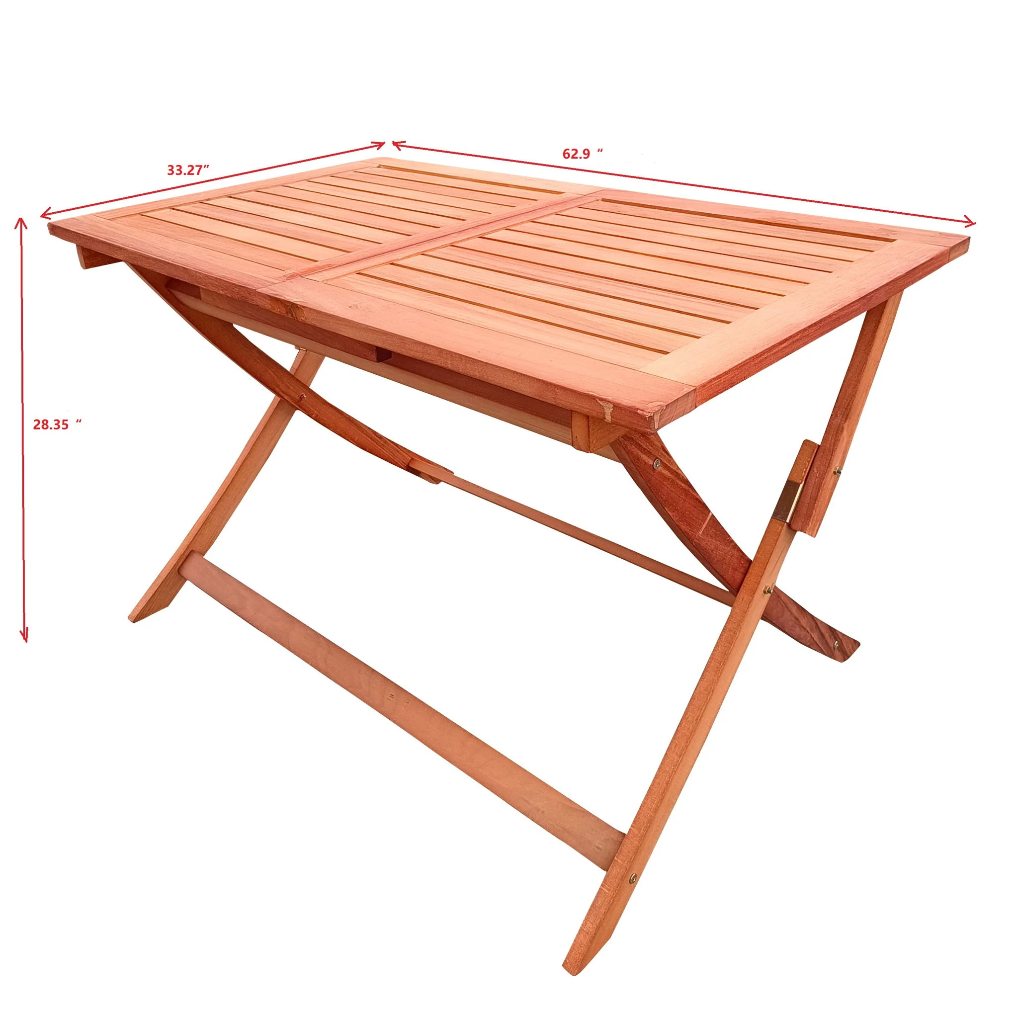Foldable Patio Dining Set With 1 Dining Table, Indoor And Outdoor Use, Solid Wood - Teak - Image 3