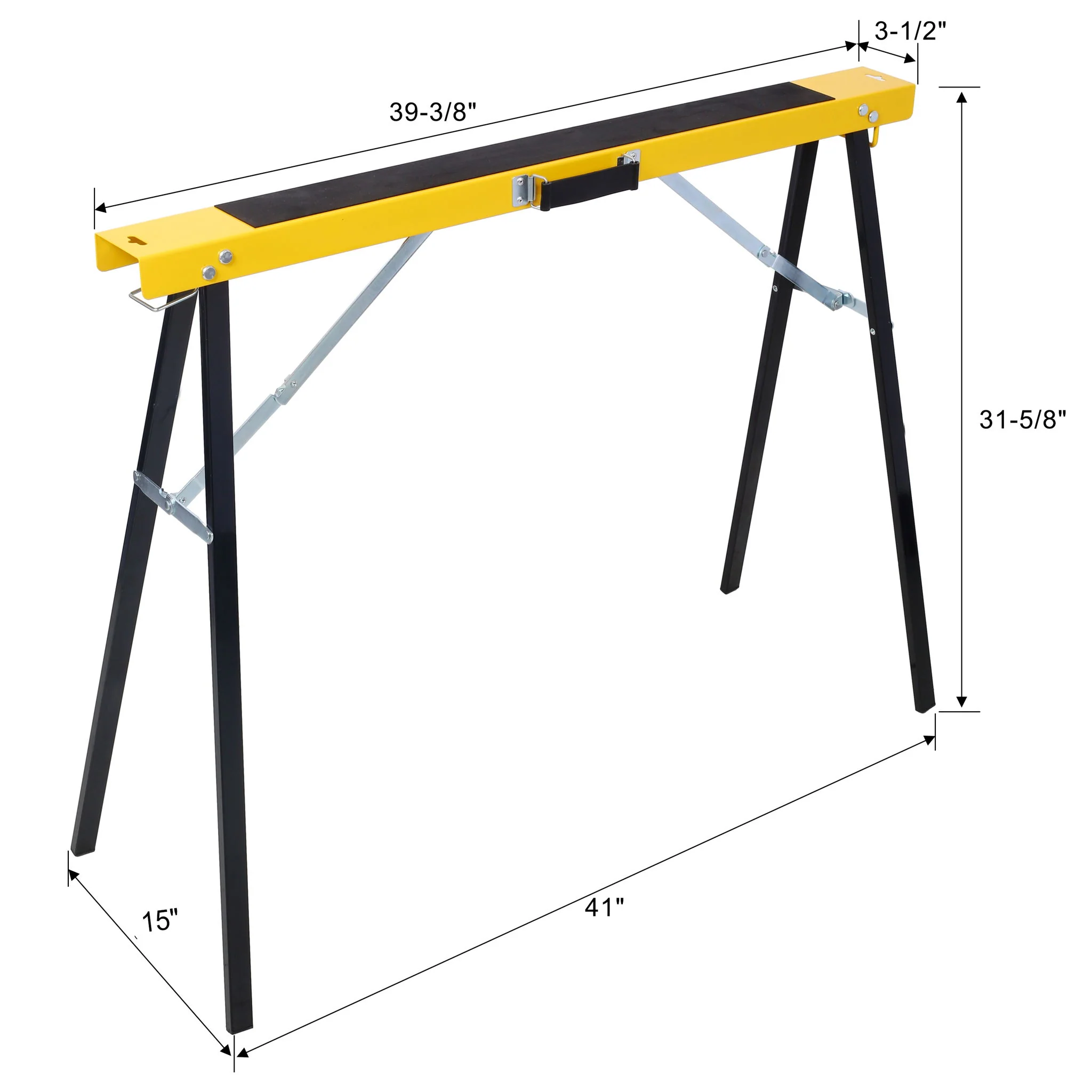 Folding Portable Saw Horses 2 Pack With Fast Open Legs, Heavy Duty For Garage And Workshop - Yellow / Black - Image 4