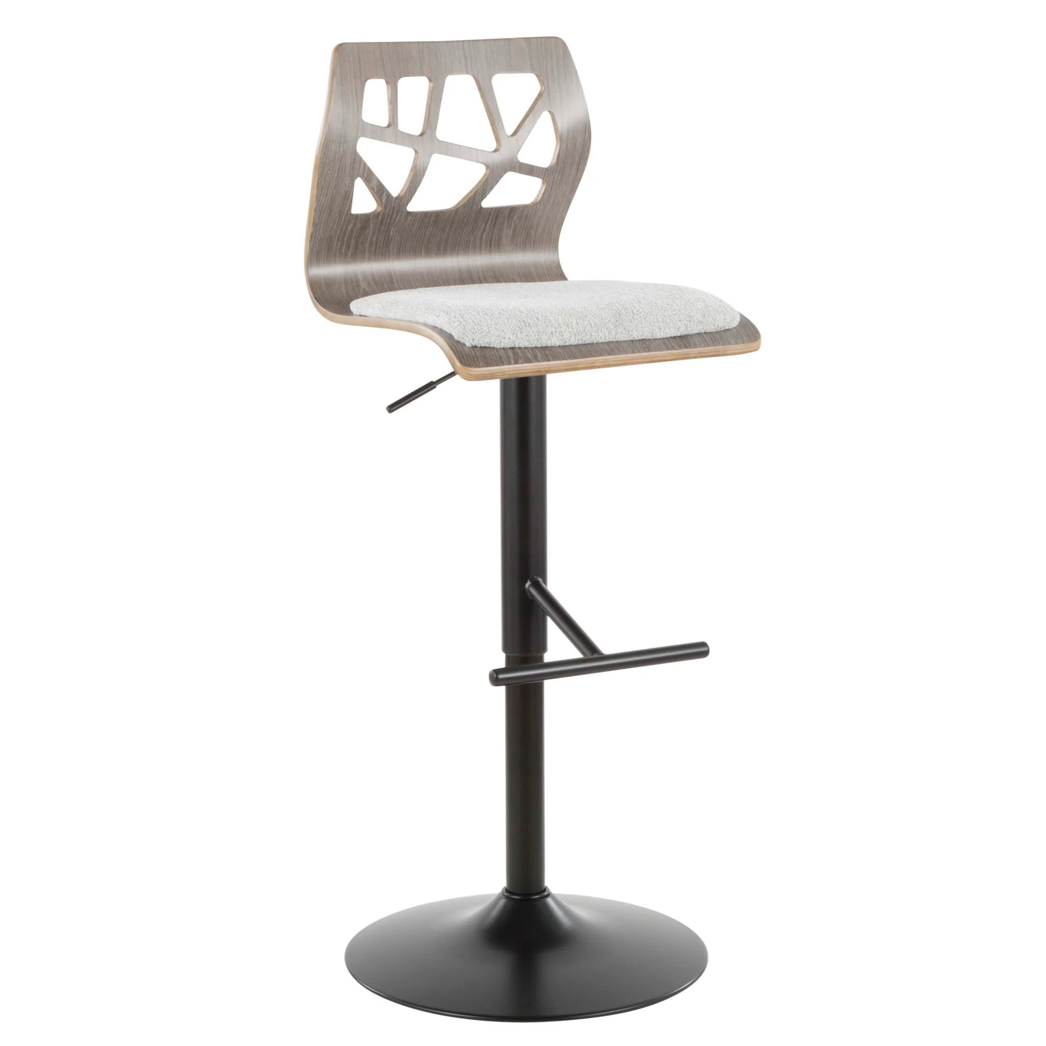 Folia - Mid Century Modern Adjustable Barstool With Swivel & Rounded T Footrest (Set of 2) - Image 2