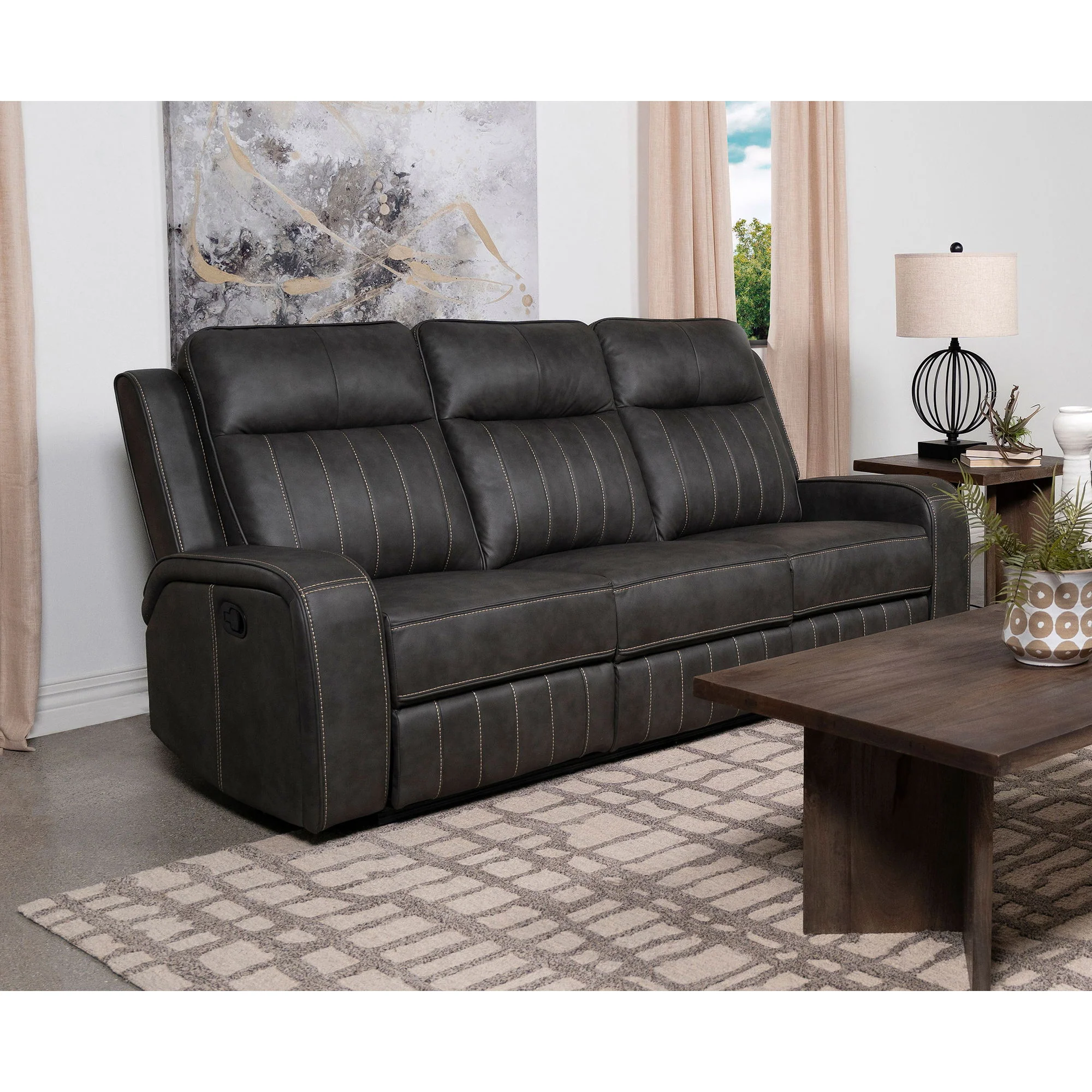 Forrest - Motion Reclining Sofa Comfort With Elegant Tufting And Wide Track Arms - Gray - Image 4