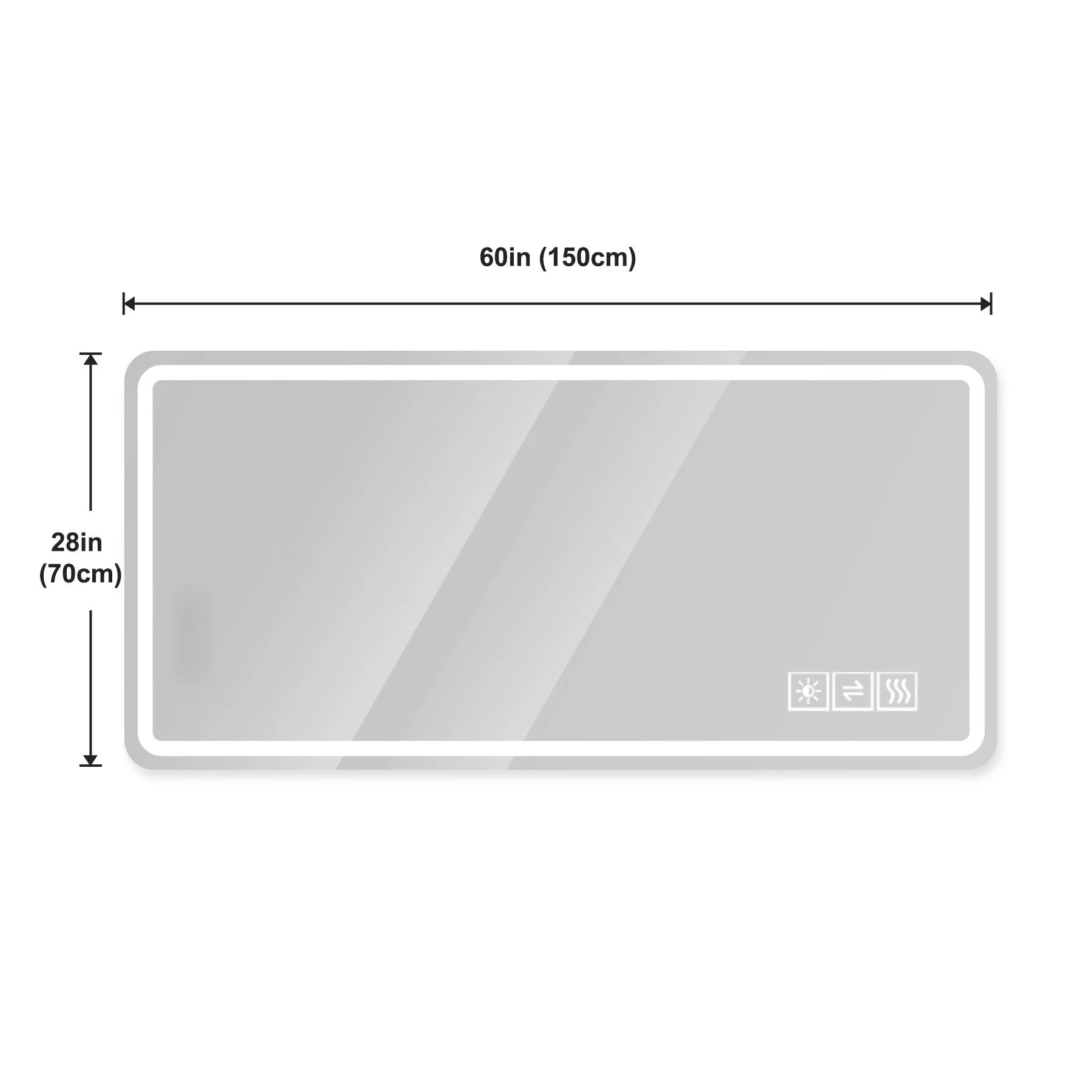 Frameless LED Bathroom Mirror Vanity With Anti Fog Front Lights - Silver - Image 3