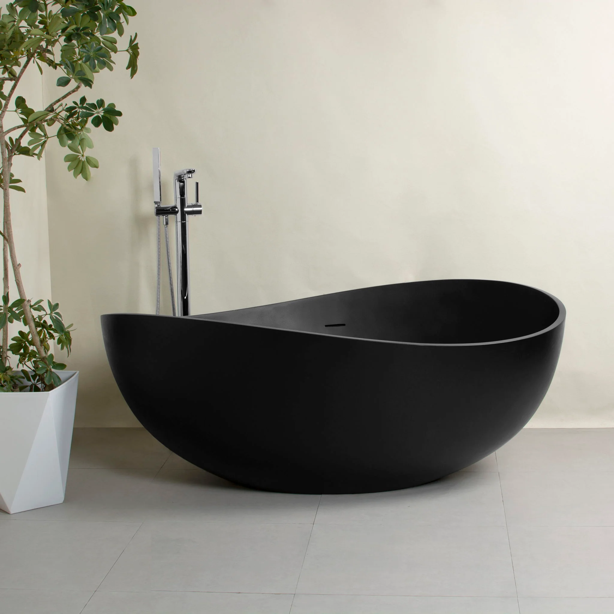 Freestanding Solid Surface Soaking Bathtub For Bathroom - Image 5