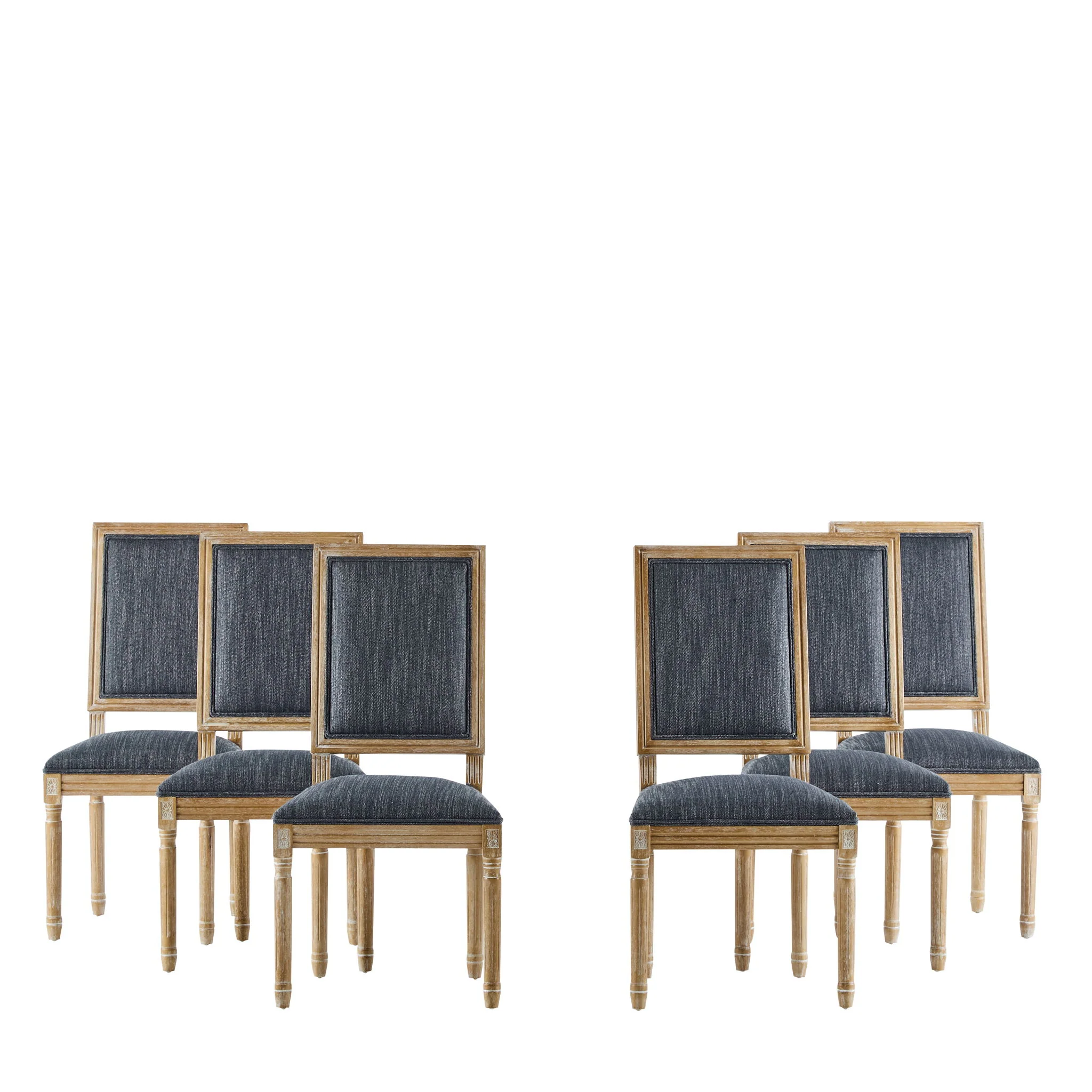 French Country Style Dining Chair With Upholstered Seating And Fluted Legs - Image 14