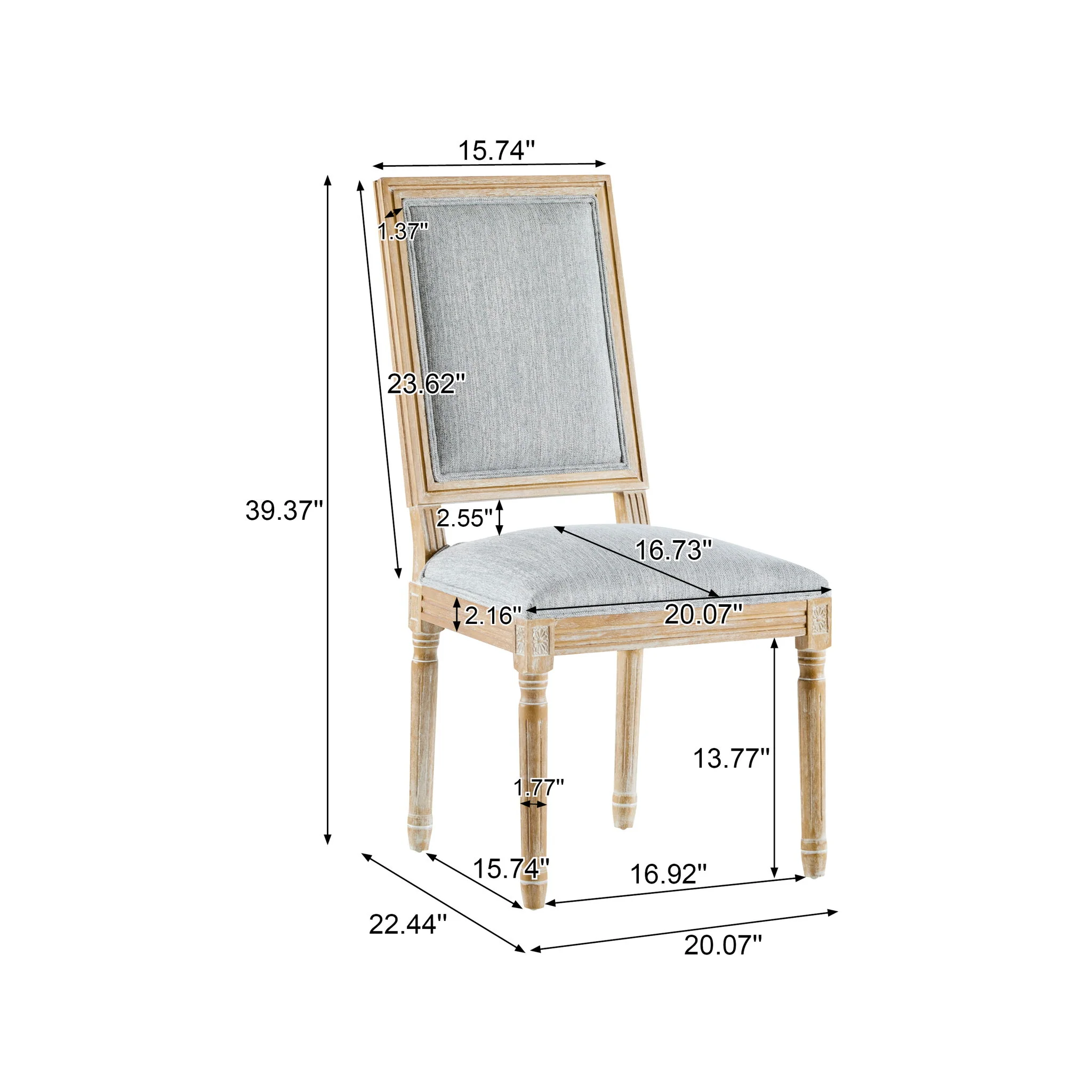 French Country Style Dining Chair With Upholstered Seating And Fluted Legs - Image 26