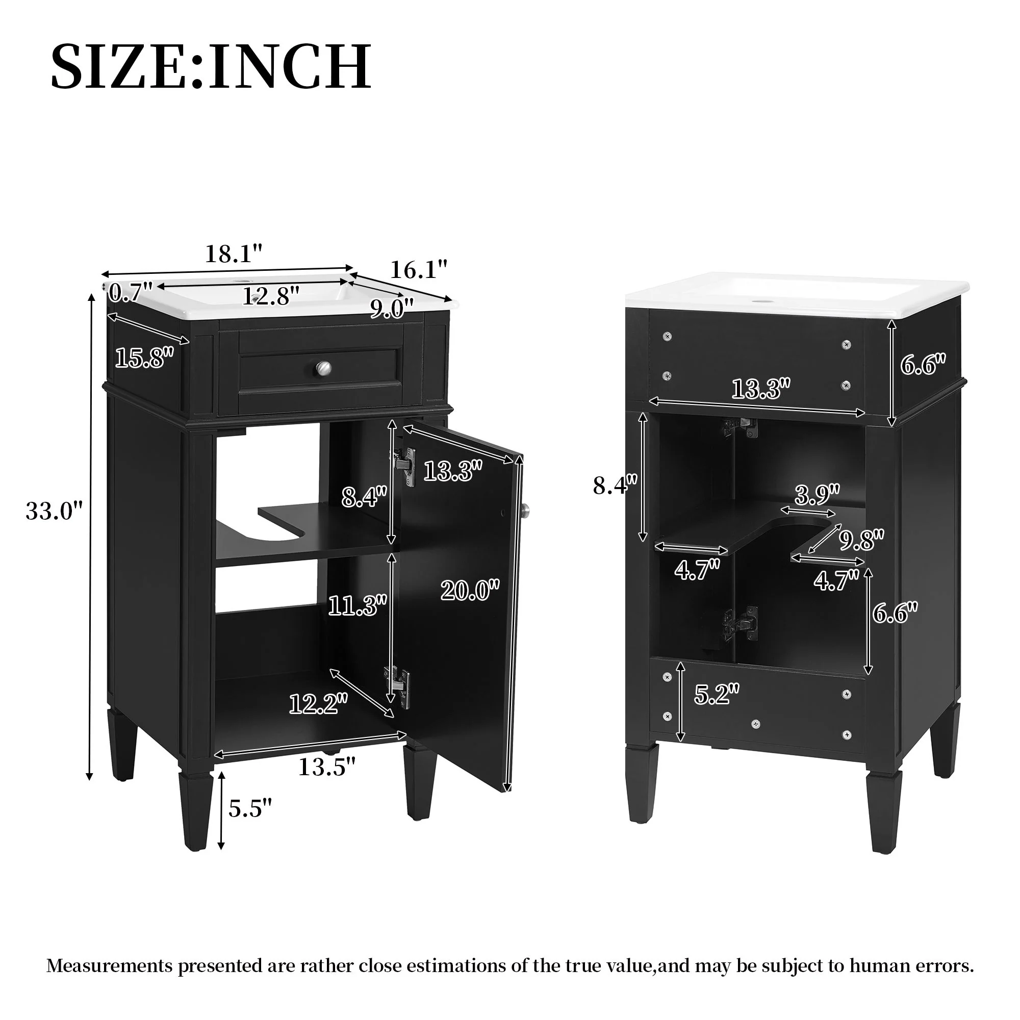 French Style Bathroom Vanity With Sink, Soft-Closing Door, Adjustable Shelf, Rectangular Design - Image 7
