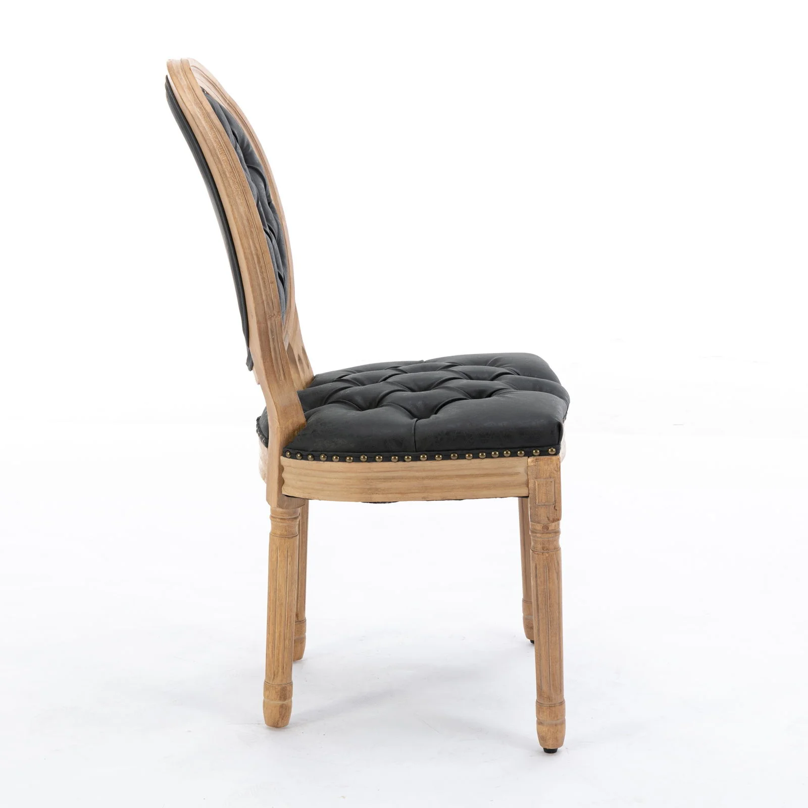 French Style Solid Wood Frame Antique Painting, Hand-Pulled Buckle Decoration Artificial Dining Chair With Nailhead Trim, Wood Legs - Image 11