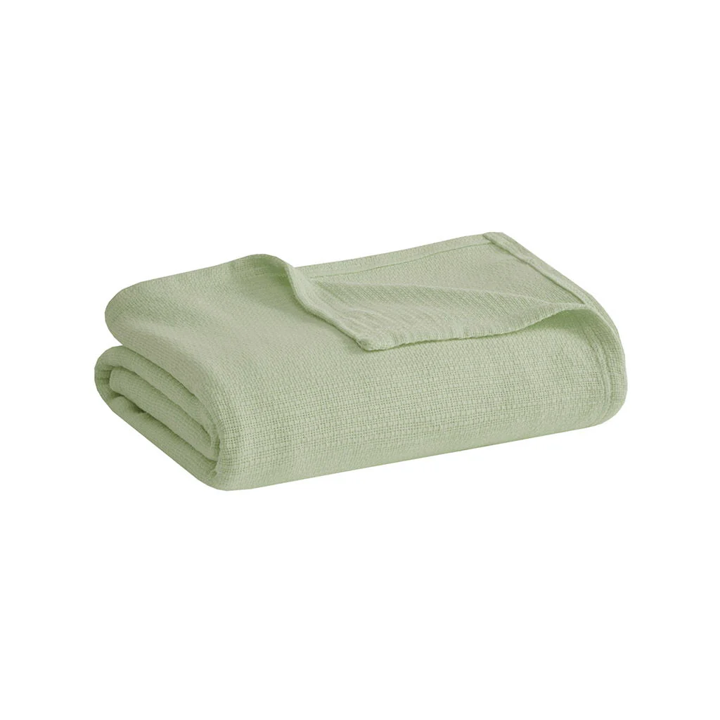 Freshspun Basketweave - Twin Cotton Blanket - Green - Image 2