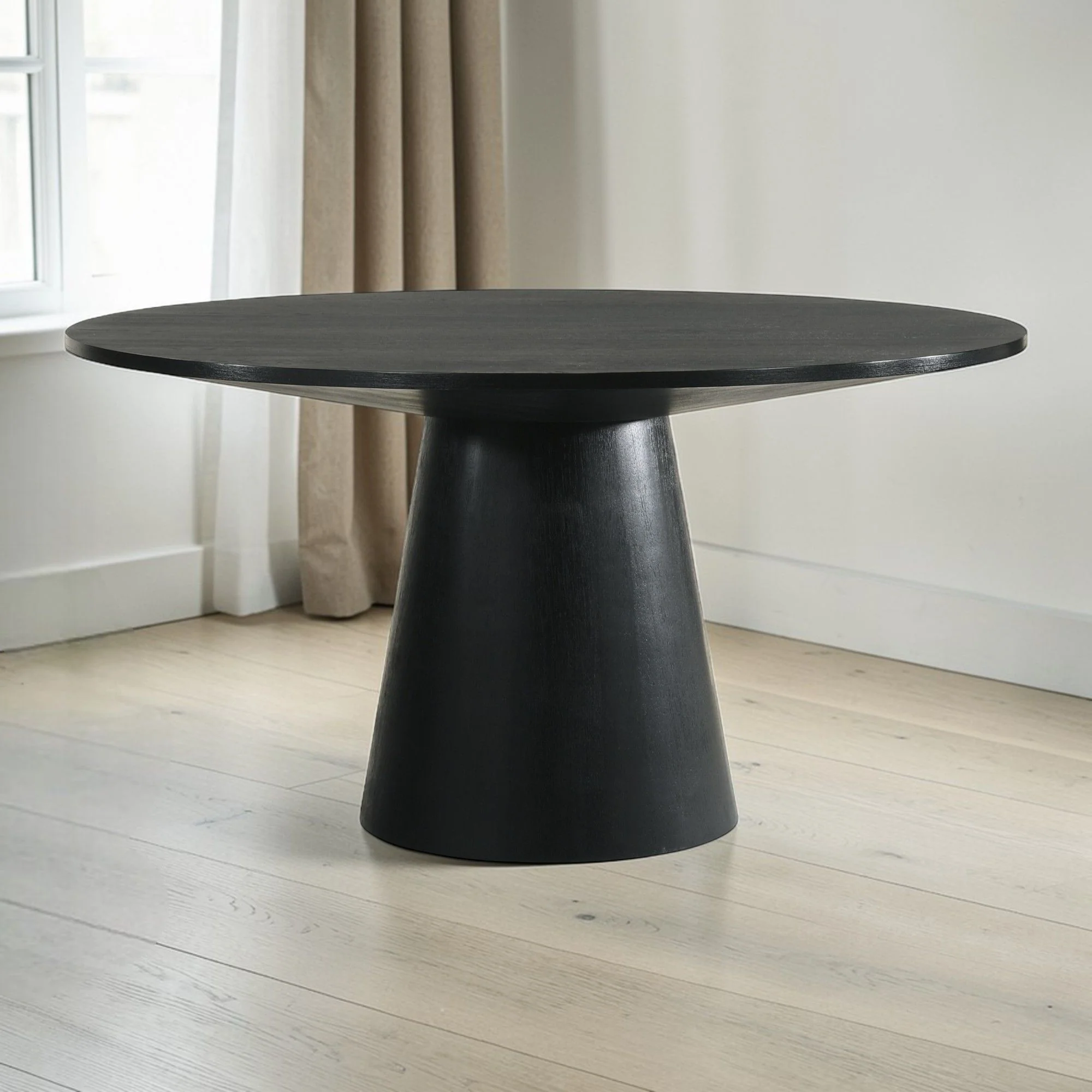Froja - Manufactured Wood Round Dining Table - Black - Image 4
