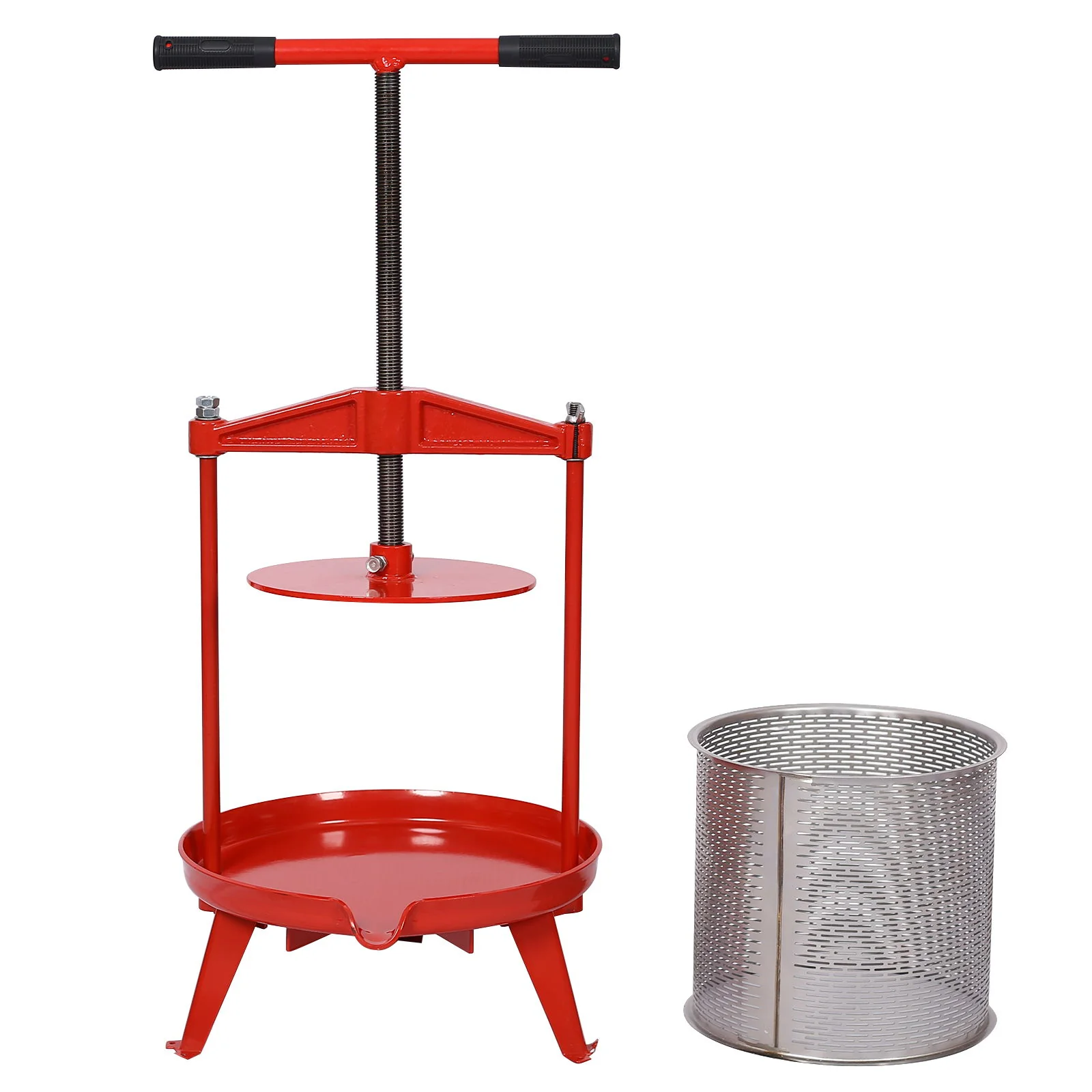 Fruit And Wine Press With T-Shaped Hand Shank, 3.69 Gallon / 14L - Red - Image 3