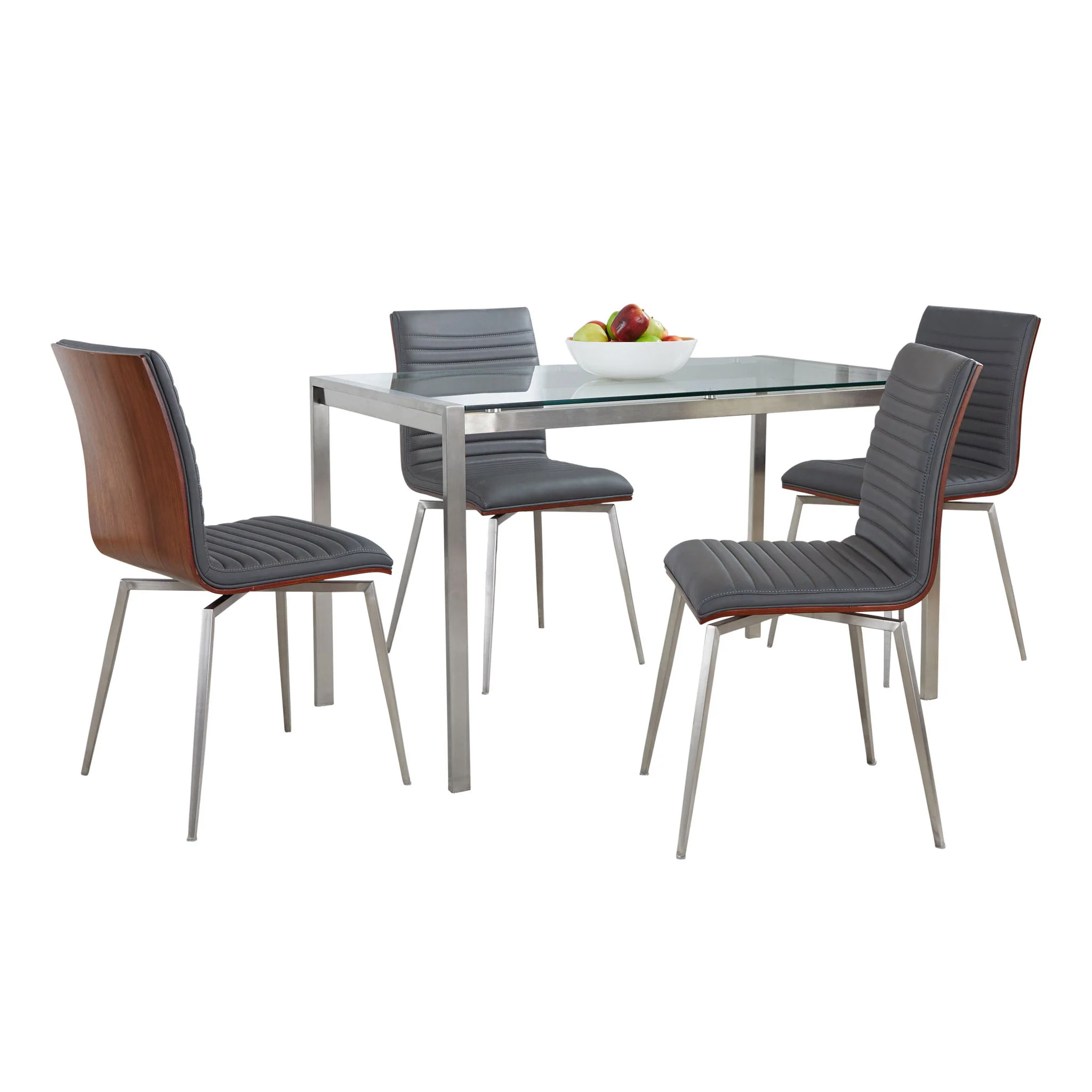 Fuji Mason - Swivel Contemporary Dining Set Dining Set, Glass, 5 Piece - Image 4