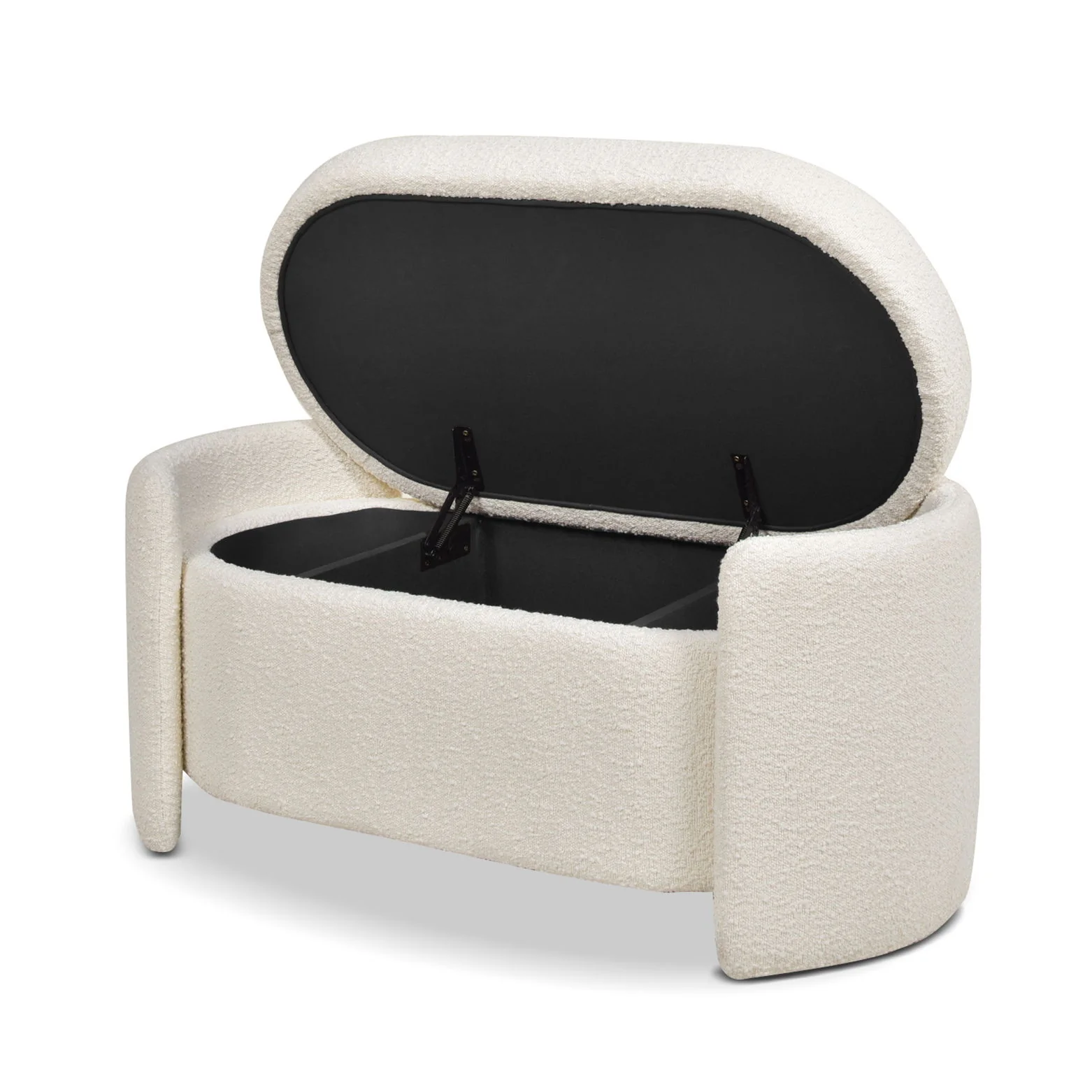 Fuji - Oval Storage Bench, Upholstered - Ivory White - Image 3