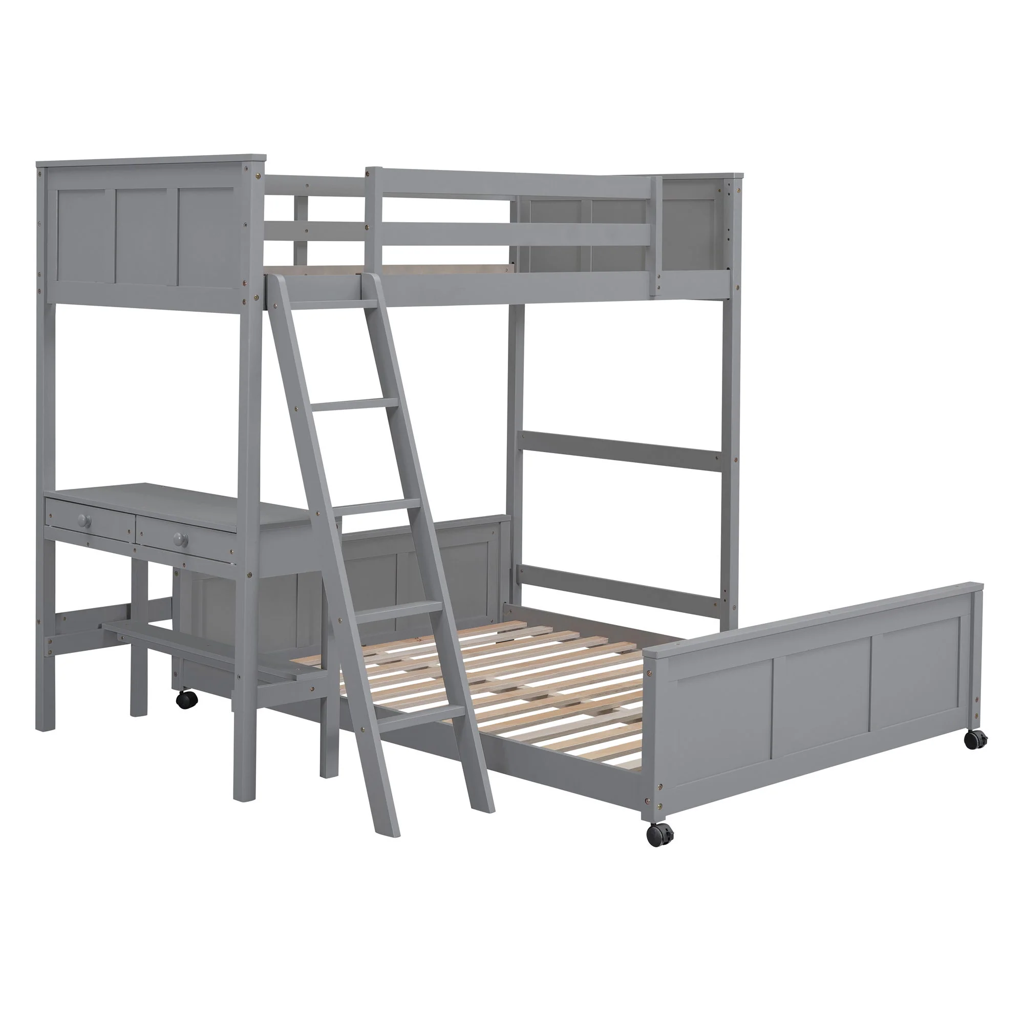 Full Over Full Bunk Bed With Desk - Image 15