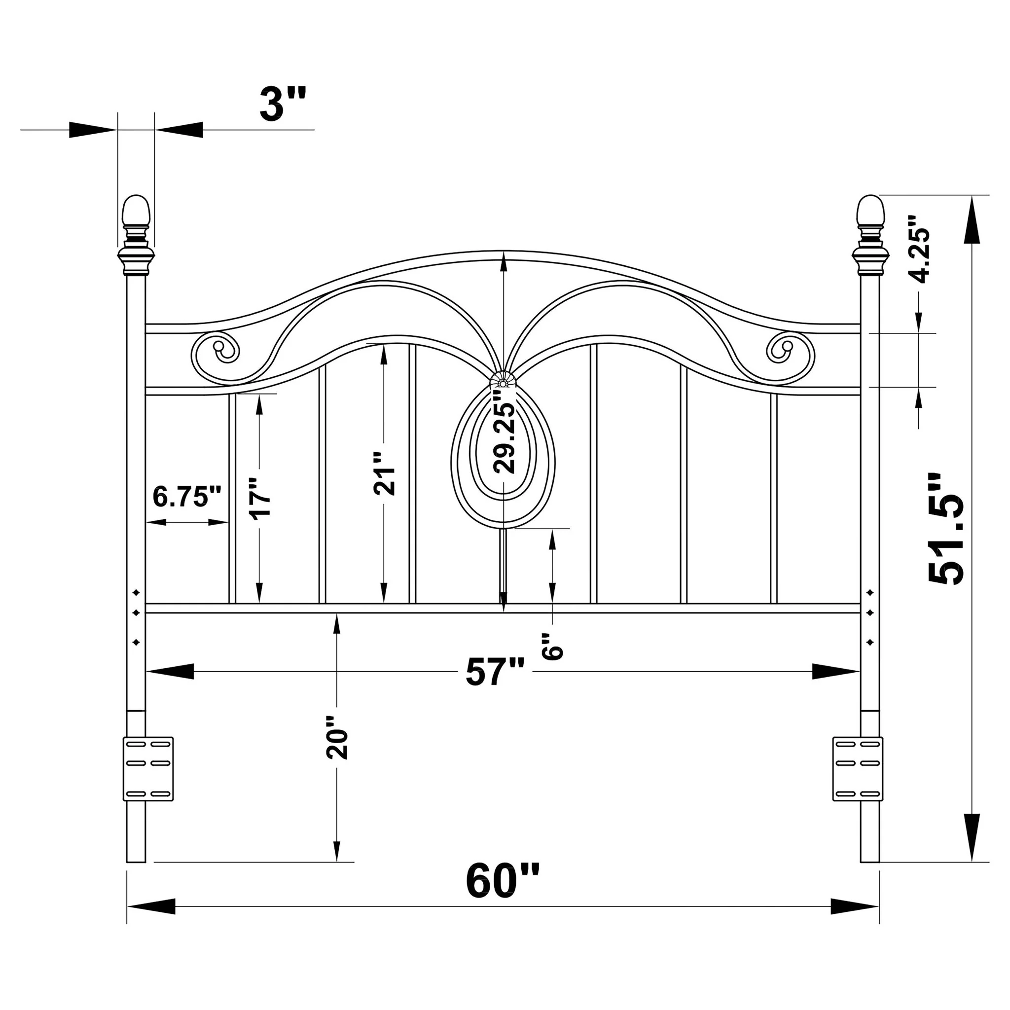 Full / Queen Headboard With Scrolling Design - Dark Gray - Image 3