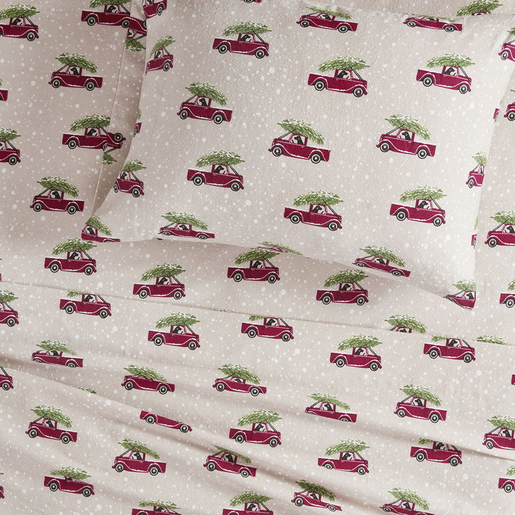Flannel - Full Sheet Set - Tan Cars - Image 3