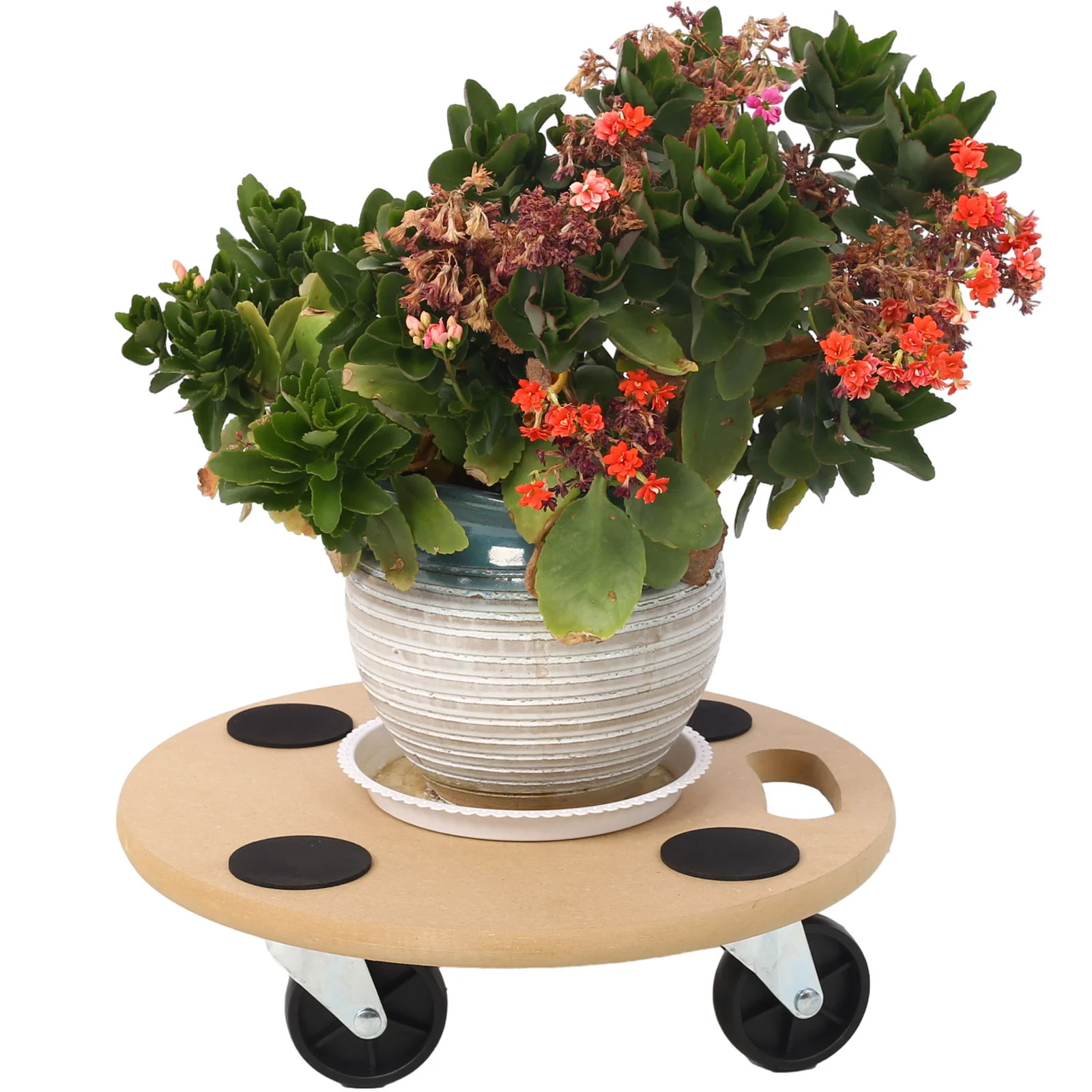 Furniture Moving Dolly, Heavy Duty Wood Rolling Mover With Wheels For Piano Couch Fridge Heavy Items, Securely Holds 500 Lbs (2 Piece Round Platform) - Natural - Image 2