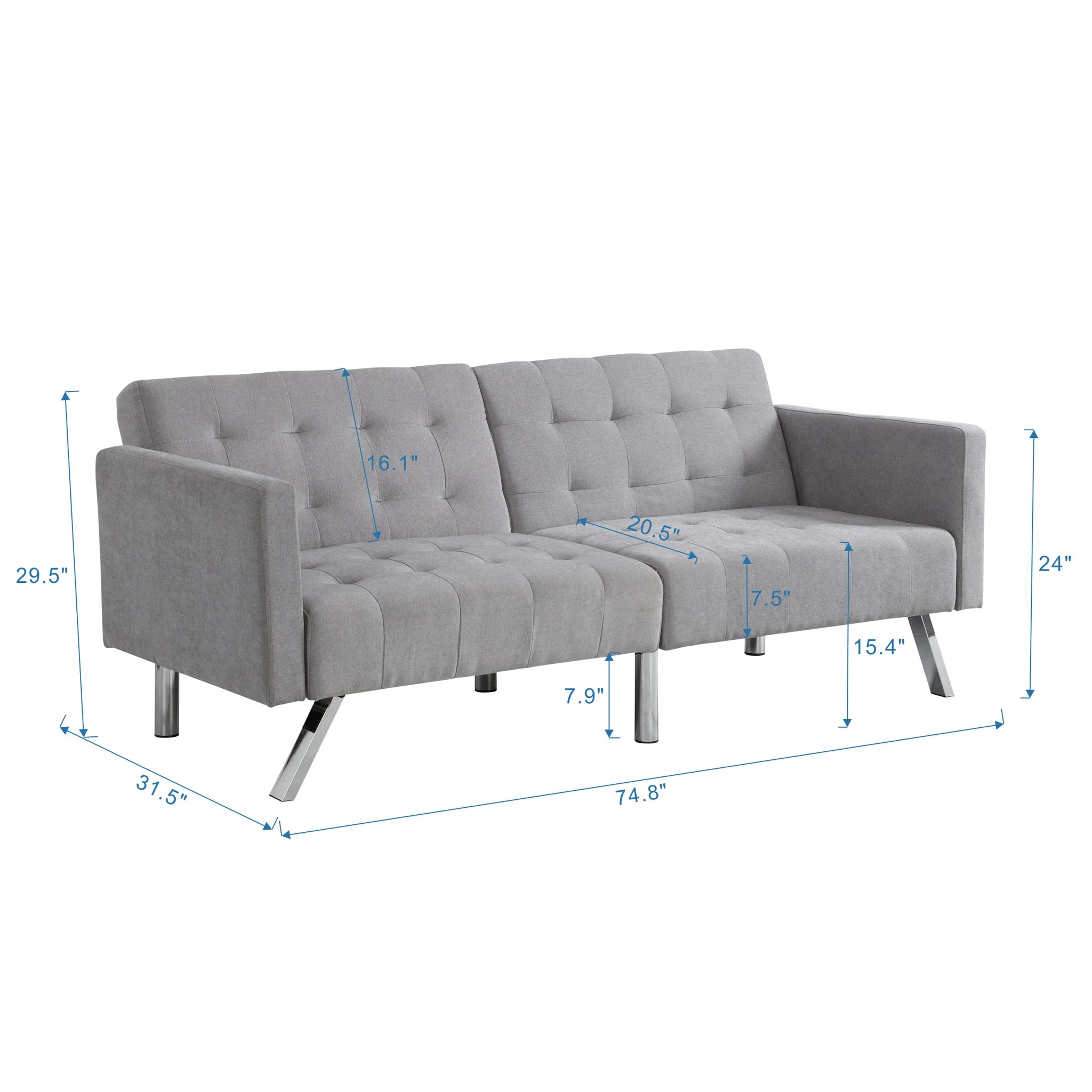 Futon Sofa Bed Convertible Folding Lounge Couch, Armrests - Image 6