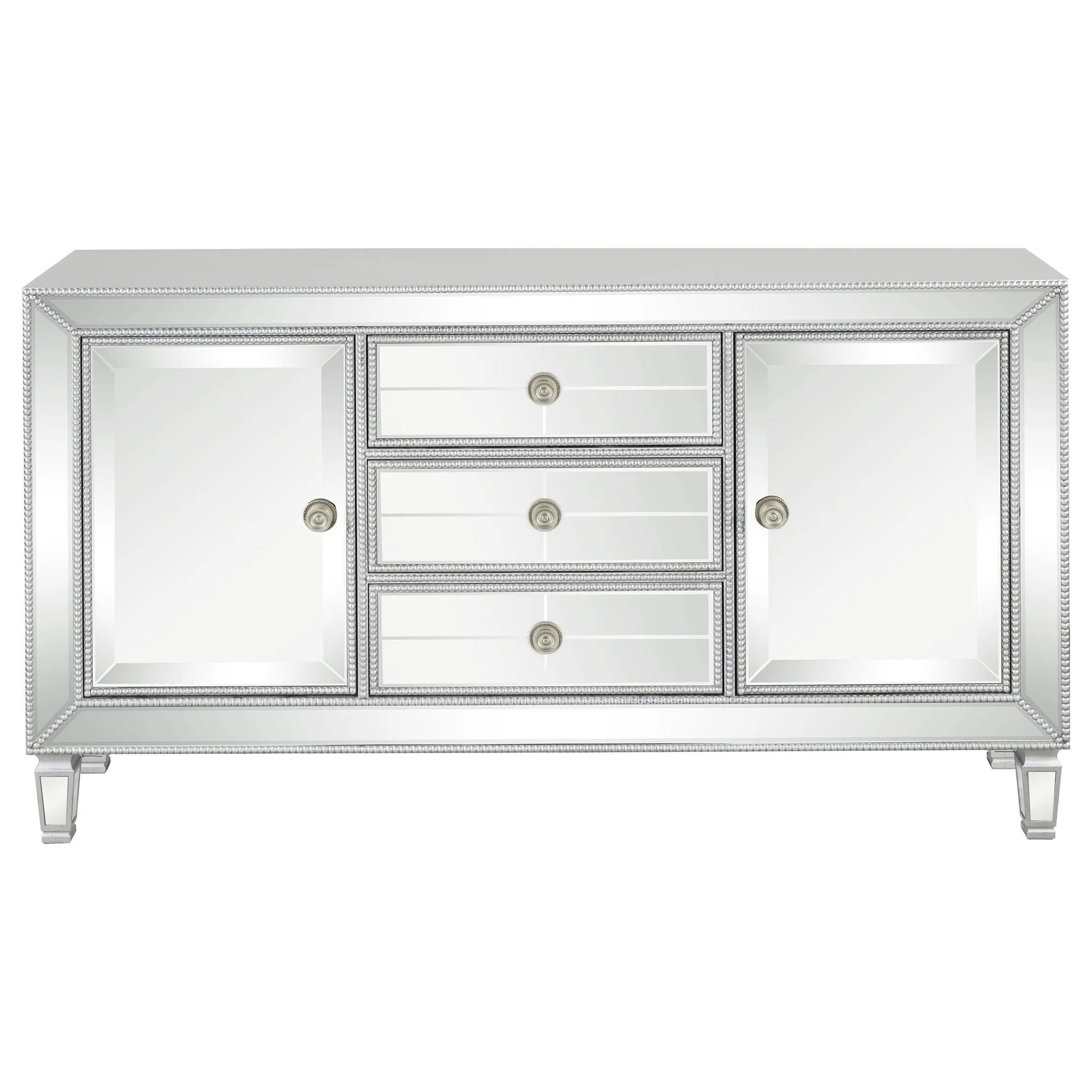 Gabrielle - 3 Drawer Mirrored Storage Accent Cabinet - Silver - Image 4