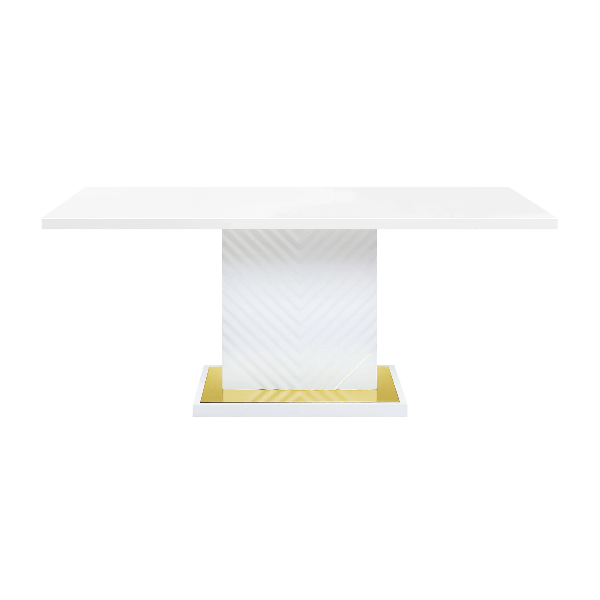 Gaines - High Gloss Dining Table With Pedestal Base - Image 4