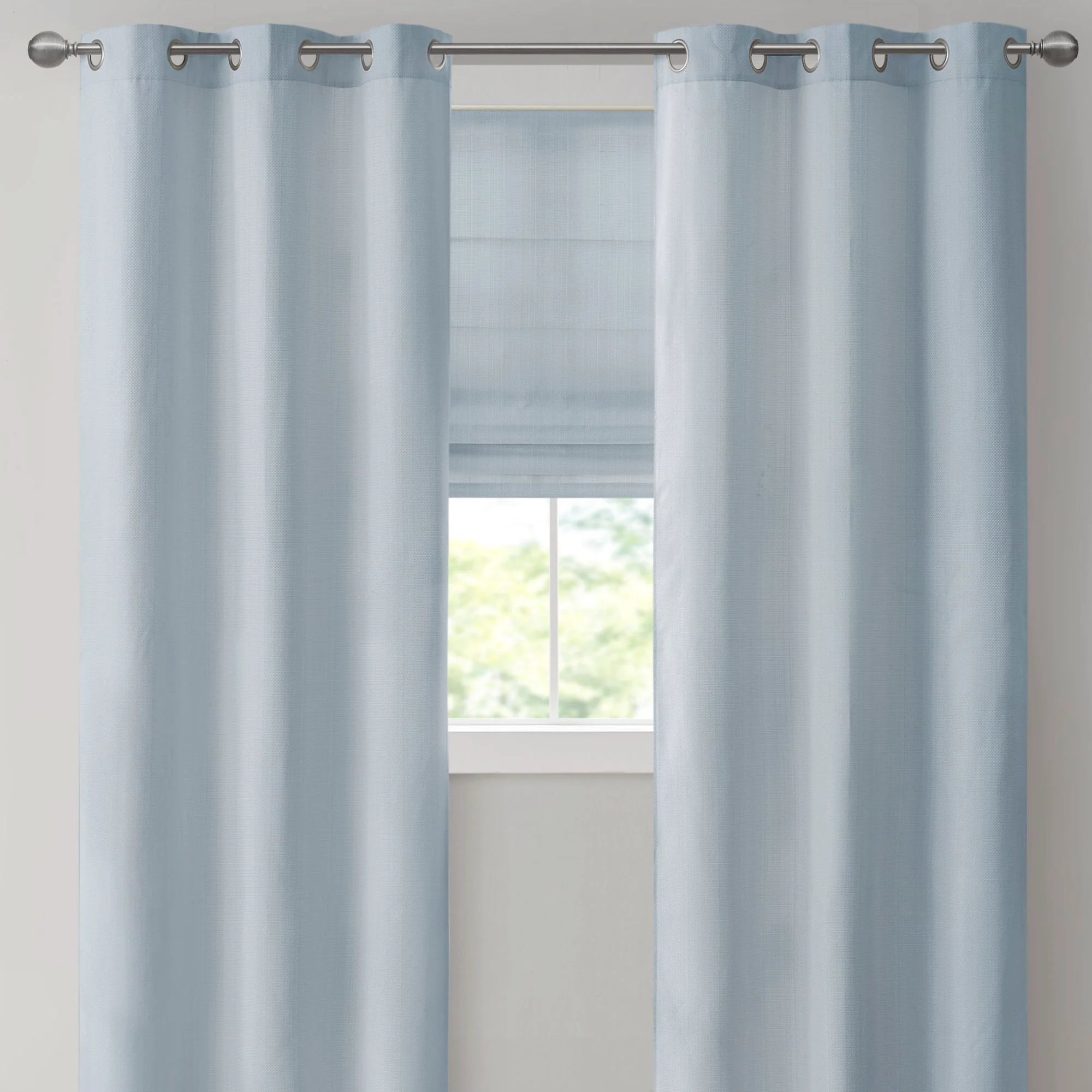 Galen - 23" Basketweave Room Darkening Cordless Roman Shade - Blue - Image 2