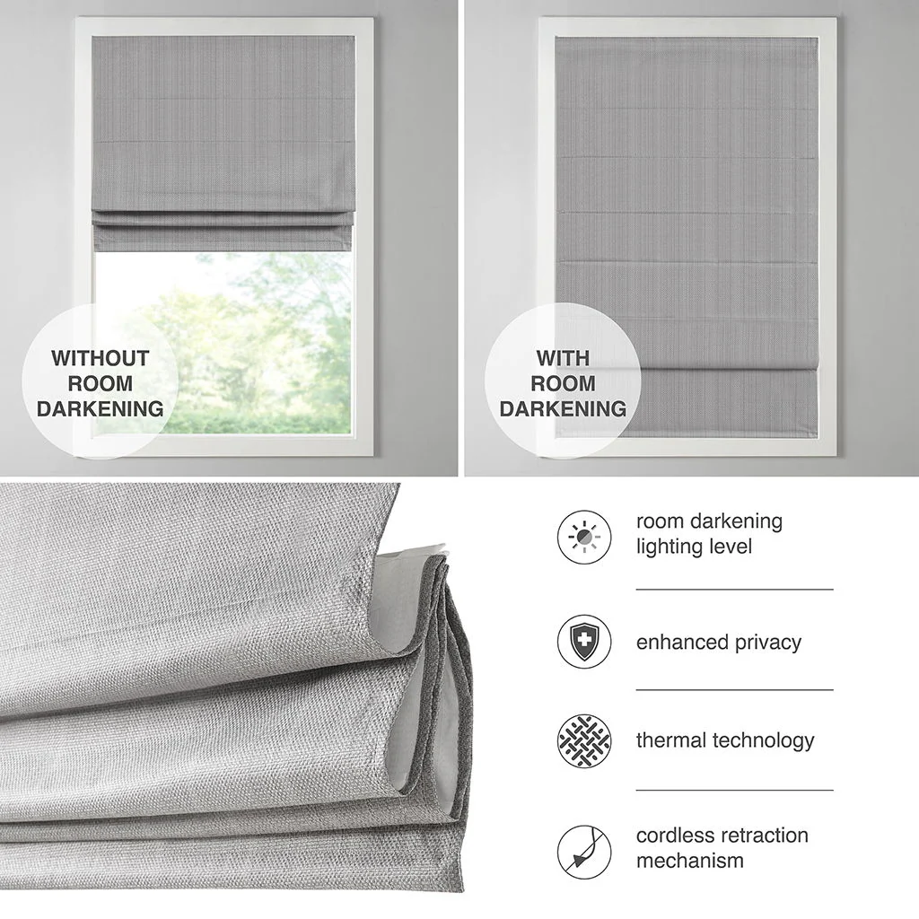 Galen - 27" Basketweave Room Darkening Cordless Roman Shade - Ivory - Image 3