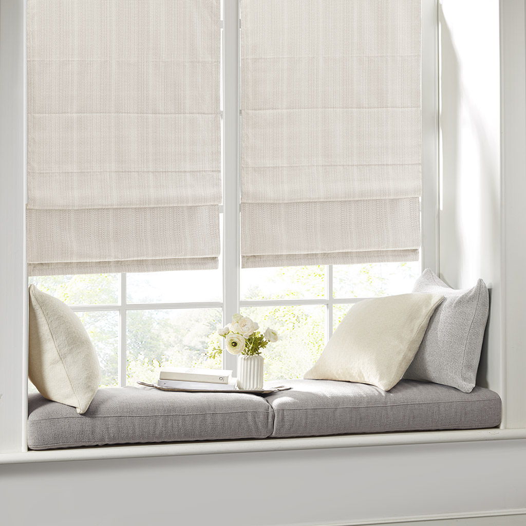 Galen - 39" Basketweave Room Darkening Cordless Roman Shade - Ivory - Image 2