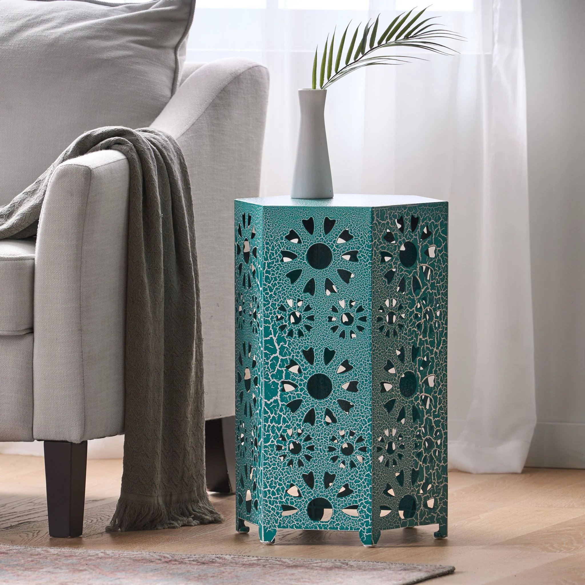 Galore - Side Table With Sunburst Cut Out Design - Image 4