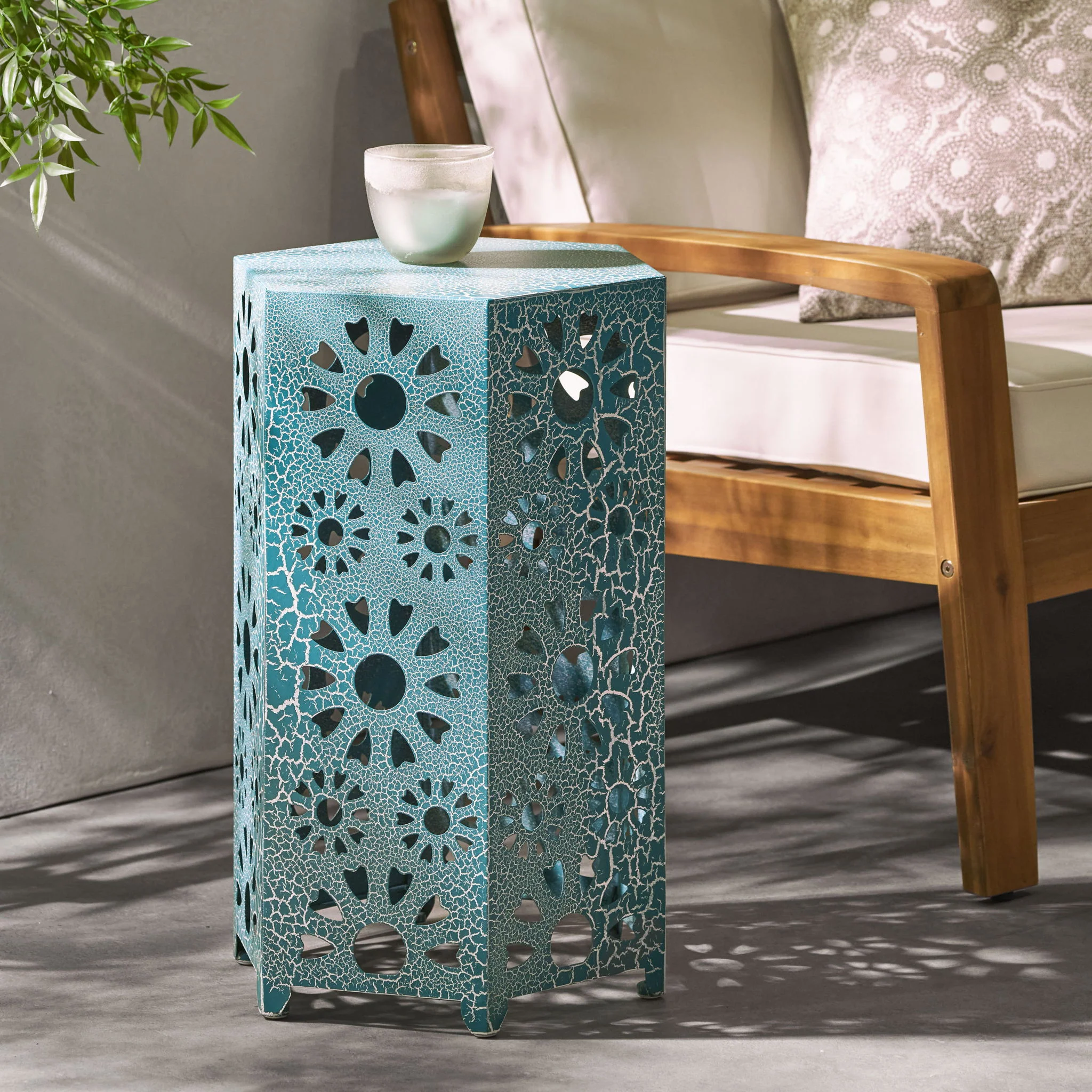 Galore - Side Table With Sunburst Cut Out Design - Image 5