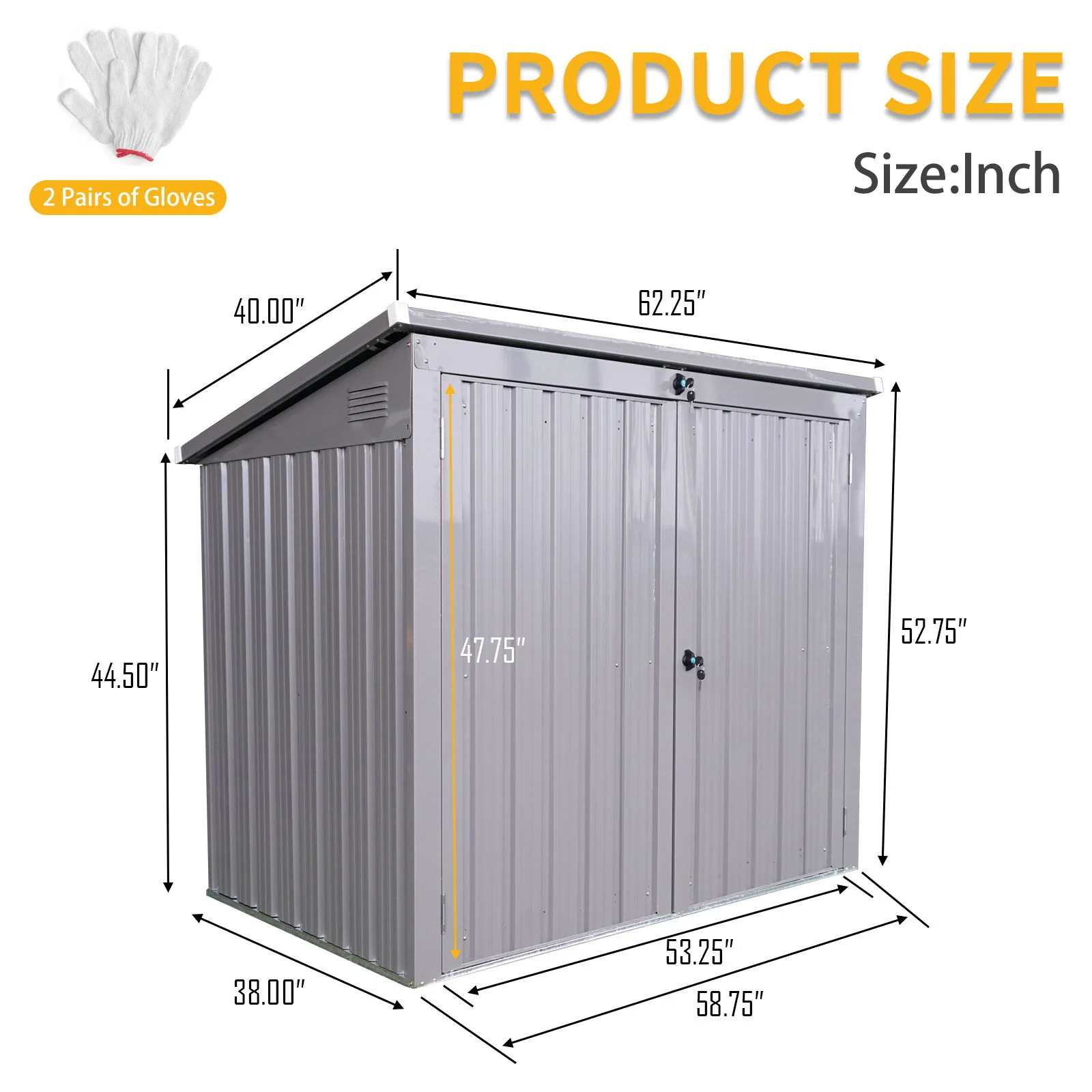 Garbage Bin Shed Stores 2 Trash Cans Metal Outdoor Bin Shed For Garbage Storage - Image 3