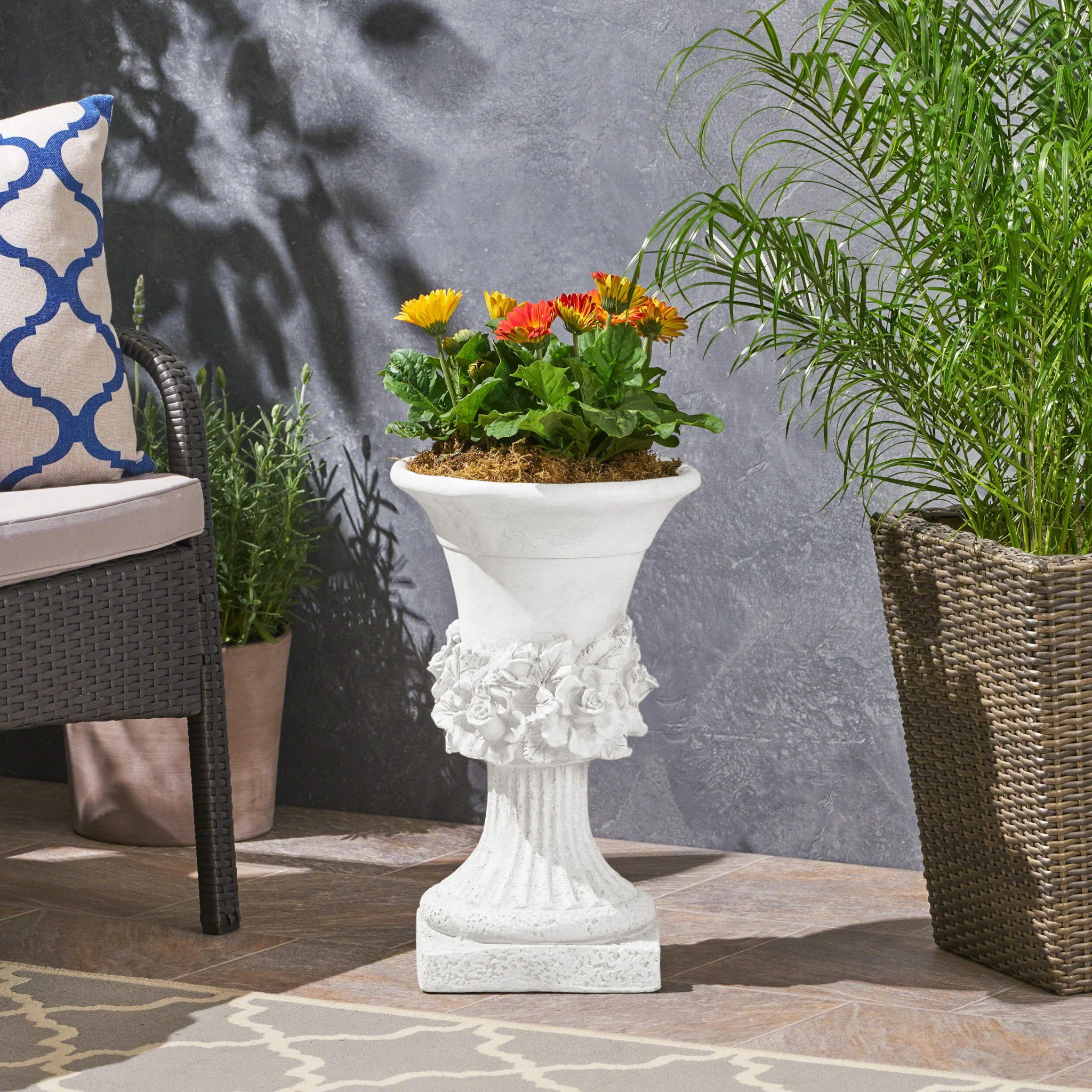 Garden Durable Urn Planter - Antique White - Image 3