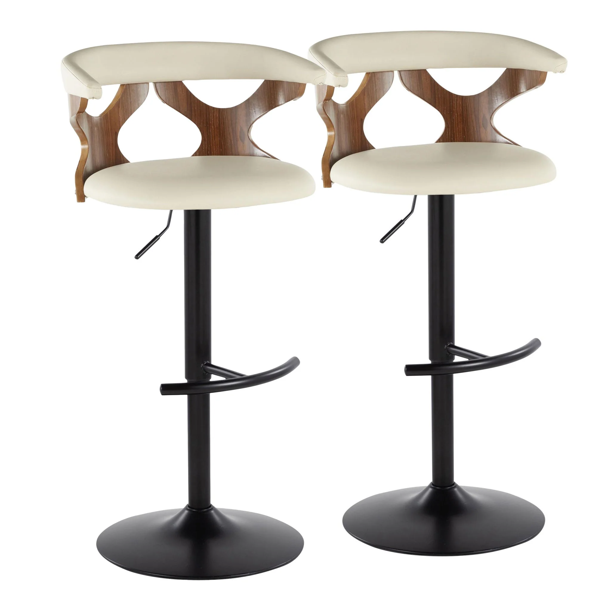 Gardenia - Contemporary Adjustable Barstool, Swivel With Rounded T Footrest (Set of 2) - Image 4
