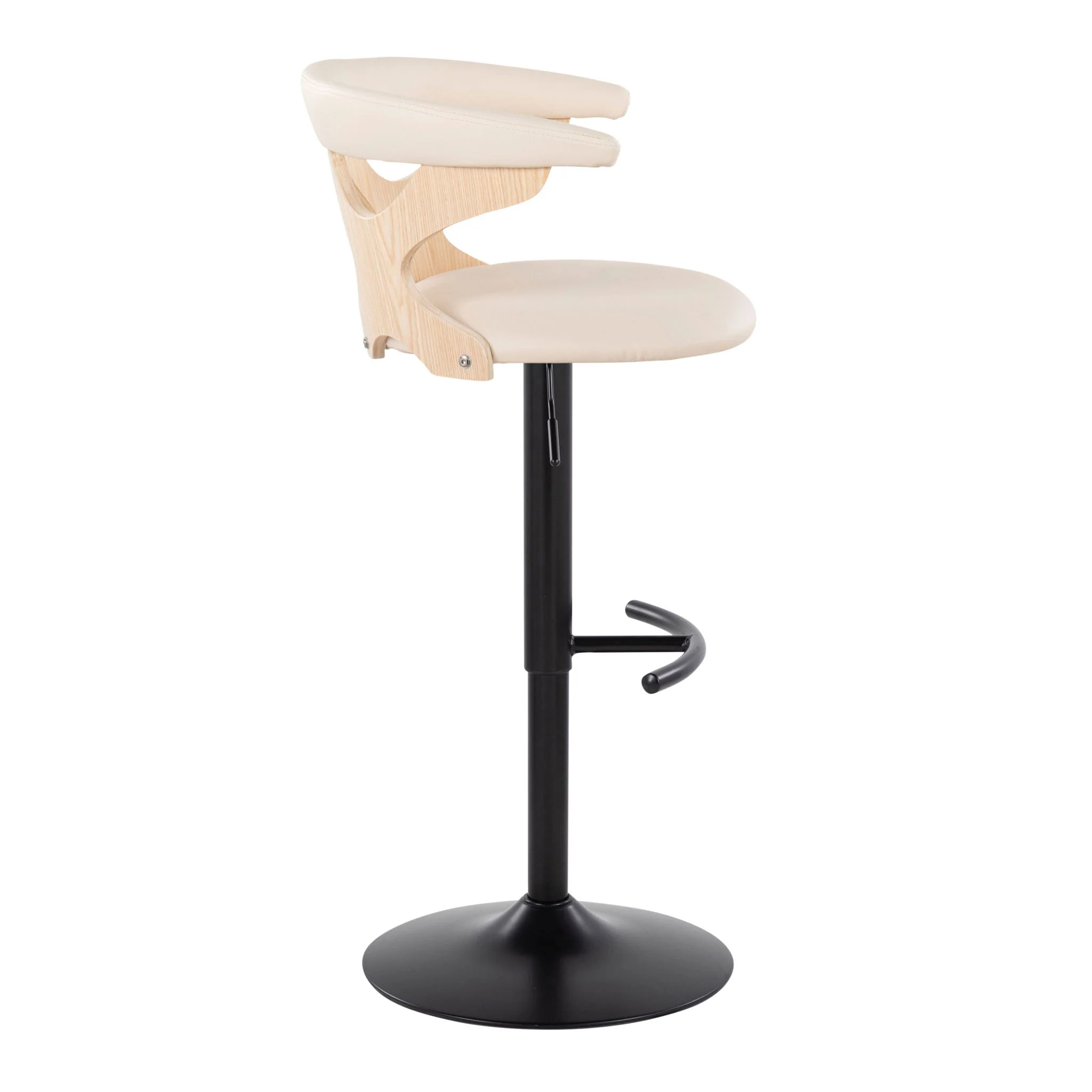 Gardenia - Contemporary Adjustable Barstool With Swivel With Rounded T Footrest (Set of 2) - Image 14