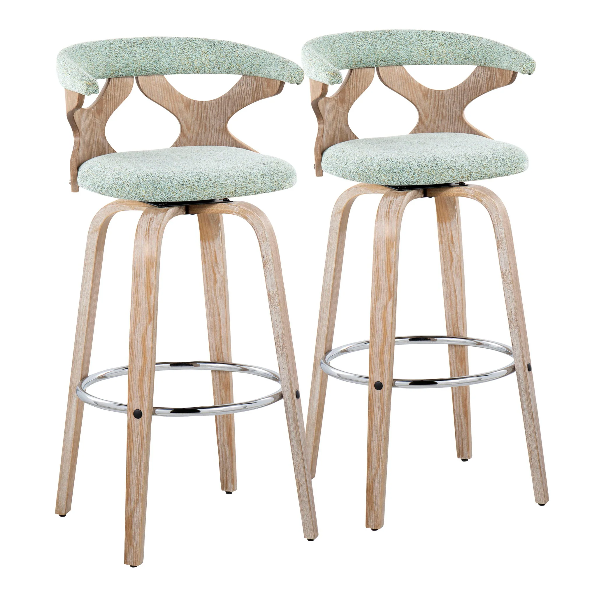 Gardenia - Contemporary Fixed Height Barstool With Swivel With Round Footrest (Set of 2) - Image 3