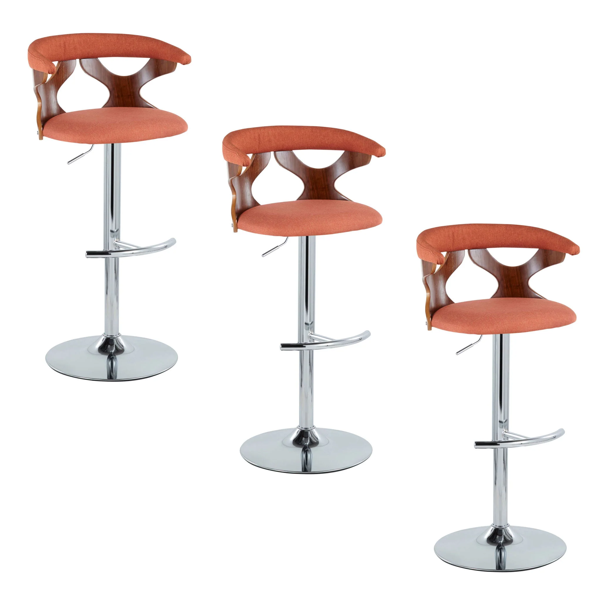 Gardenia - Mid Century Modern Adjustable Barstool With Swivel With Rounded T Footrest (Set of 2) - Image 3