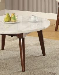 Gasha - Coffee Table - White Marble / Walnut - Image 4