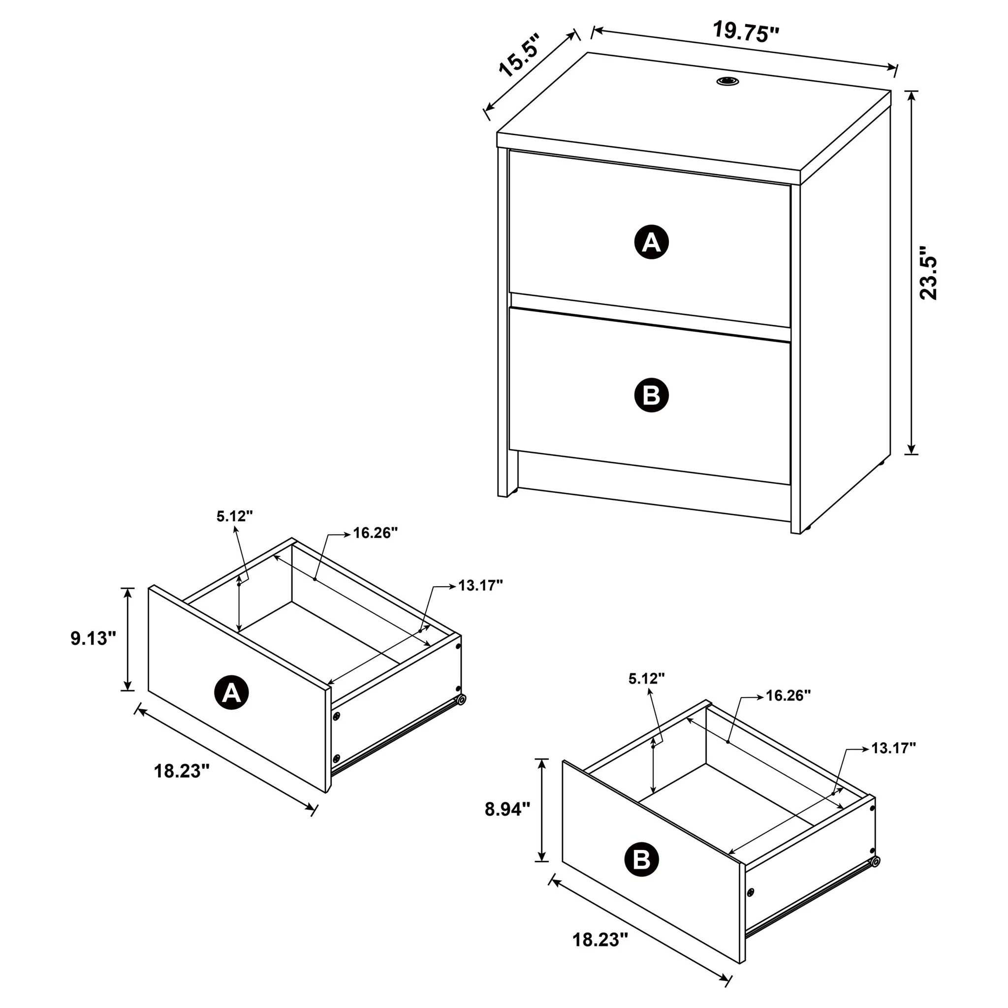 Geary - 2 Drawer Nightstand With LED Lights And USB Charging Ports - Image 5