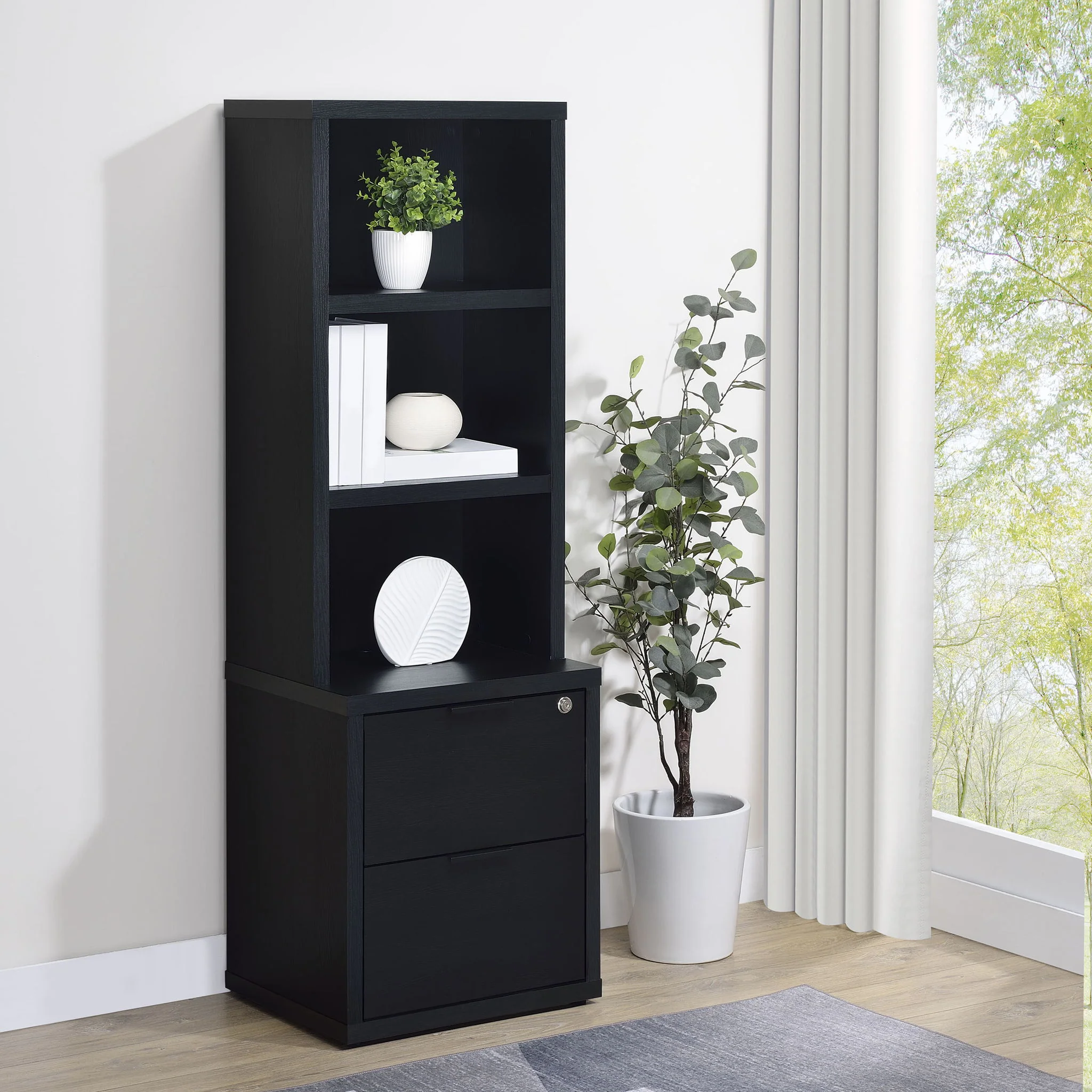 Geary - 3 Shelf Bookcase With USB Charging And Lockable Top Drawer - Image 8