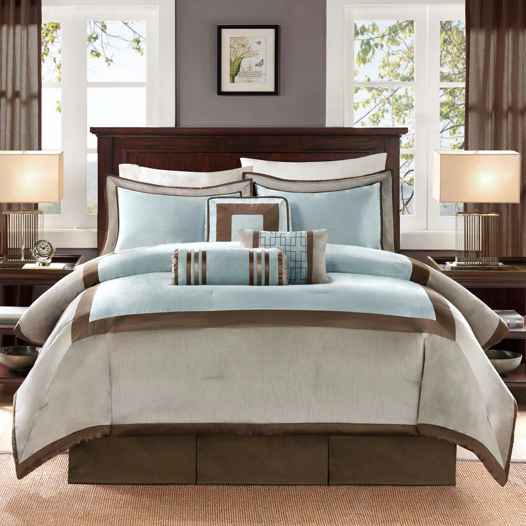 Genevieve - Queen Comforter (Set of 7) - Blue - Image 2