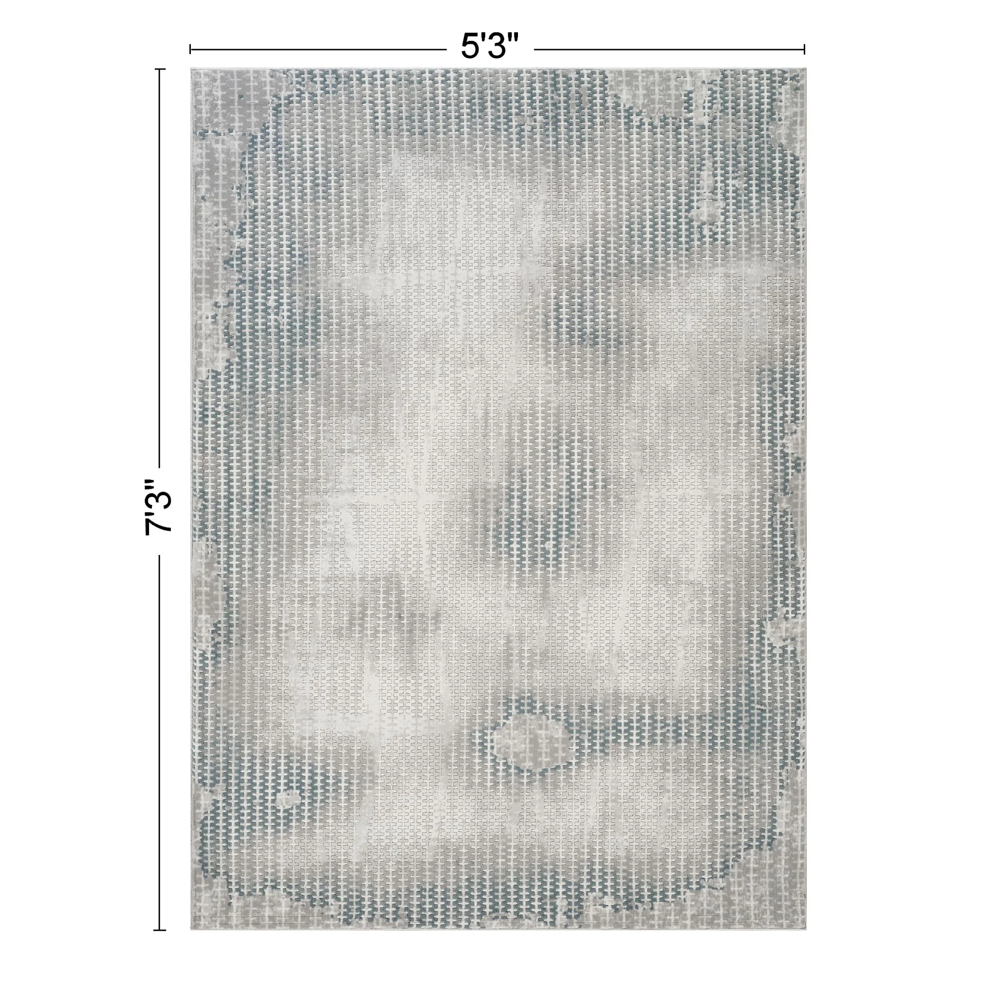 Geometrix - 5'3" X 7'3" Area Rug, Geometric 3D Effect - Ivory / Gray - Image 3