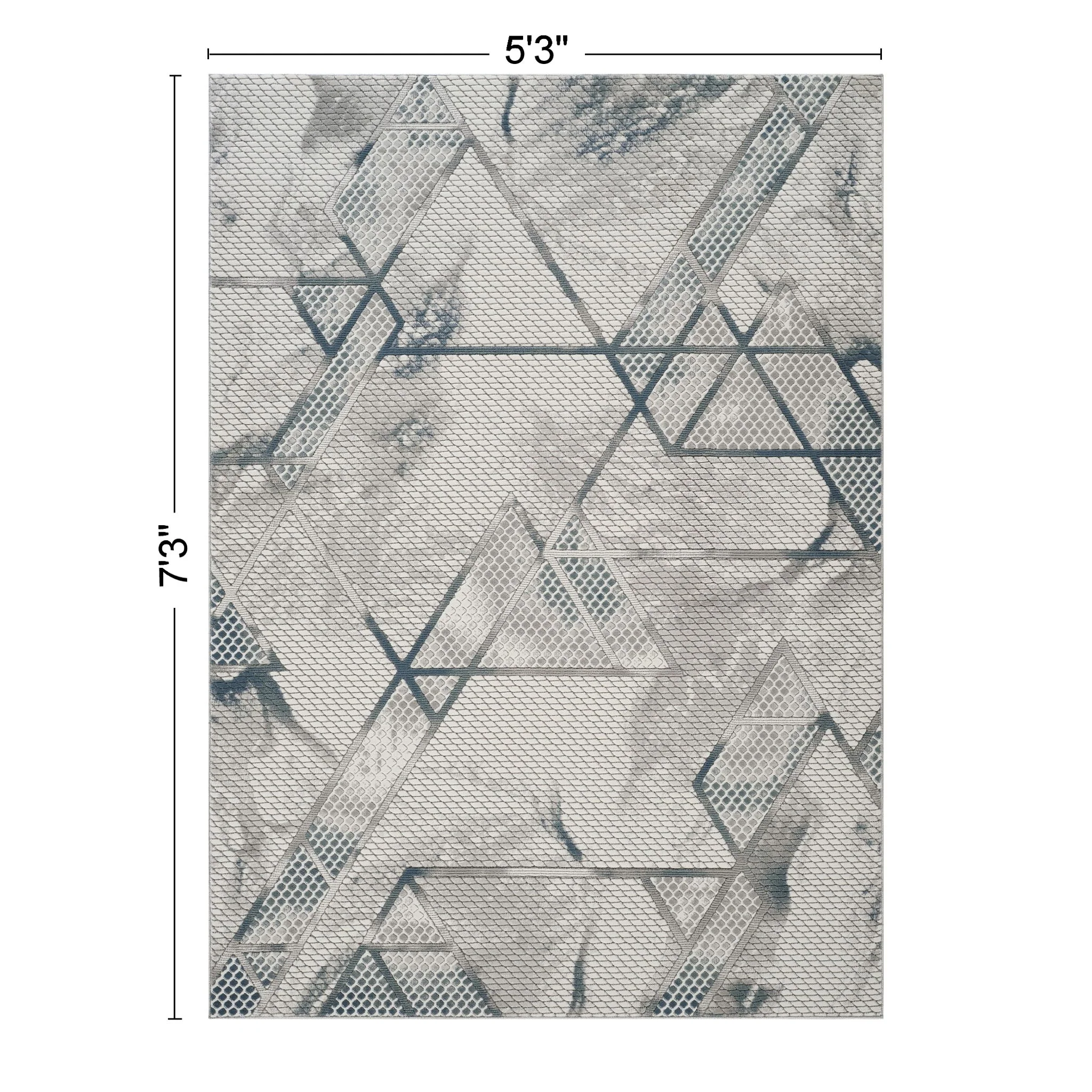 Geometrix - 5'3" X 7'3" Area Rug & Geometric, 3D Effect - Ivory / Gray - Image 2