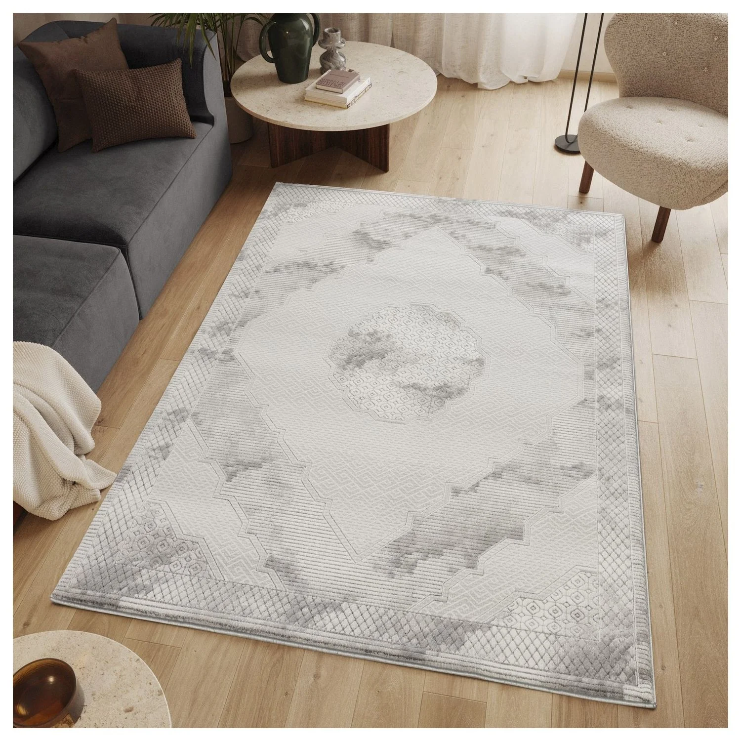 Geometrix - Medallion Rug With Geometric 3D Effect - Image 3