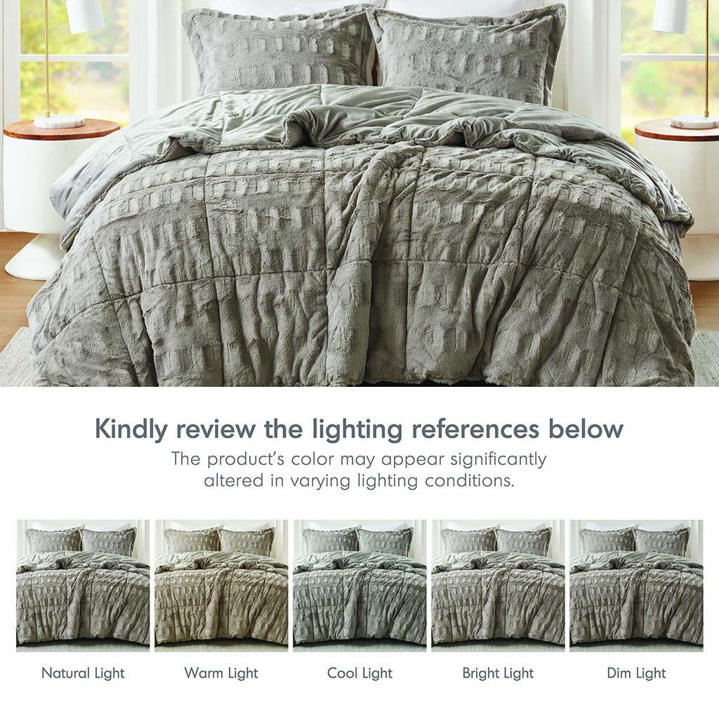 Gia - 2 Piece Twin/Twin Long Solid Comforter Mini Set - Gray - Image 2