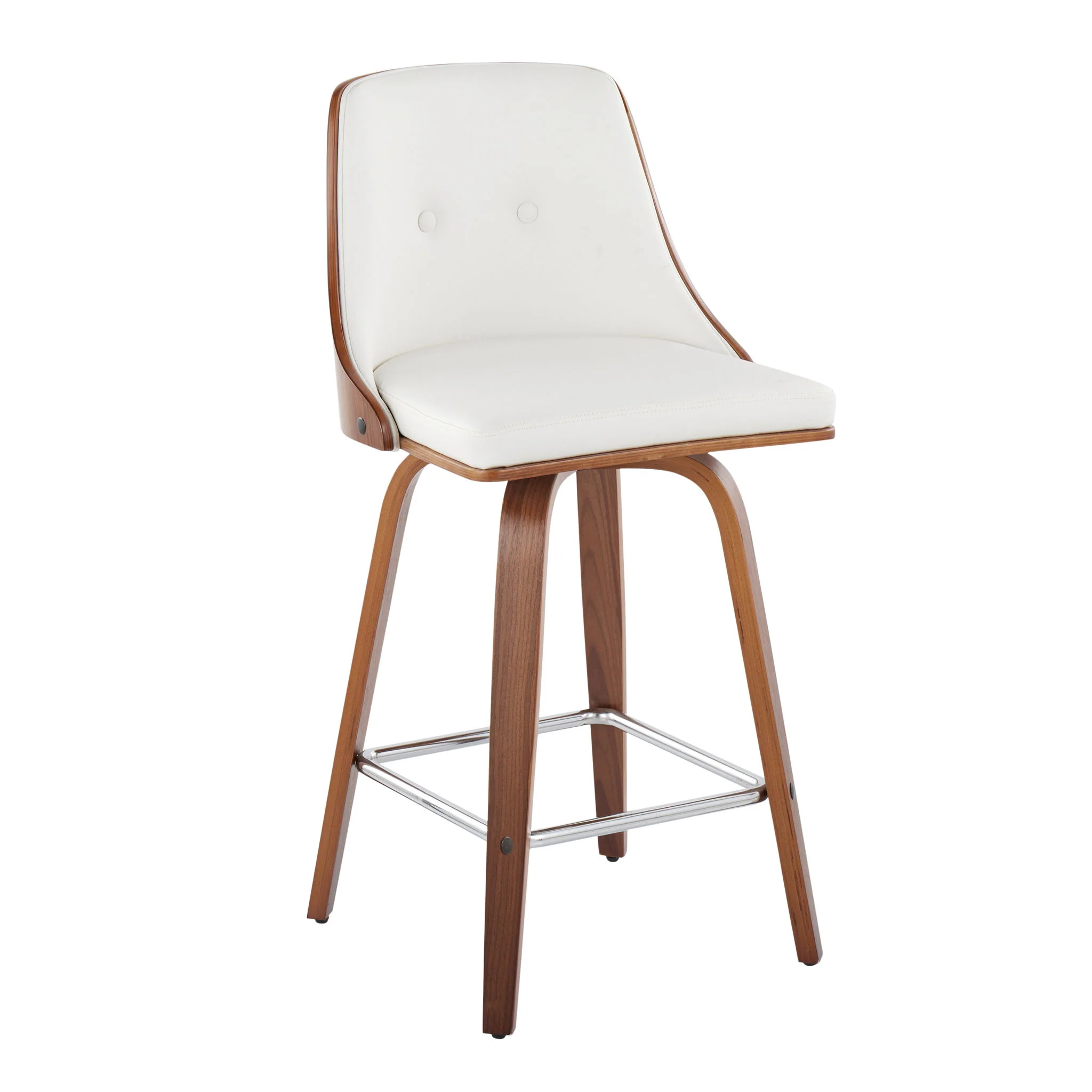 Gianna - Mid Century Modern Fixed Height Counter Stool With Swivel With Square Footrest (Set of 2) - Image 15