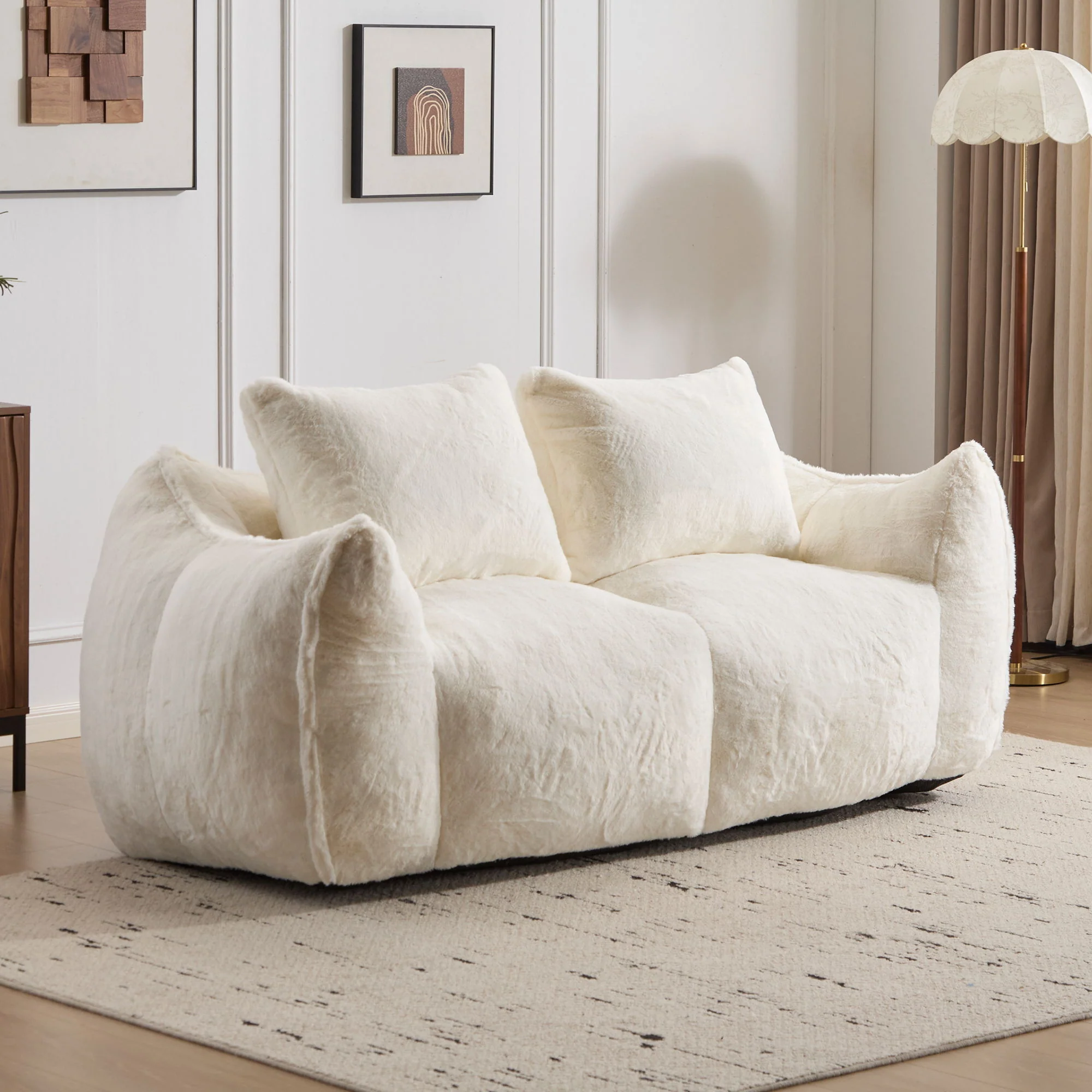 Giant Bean Bag Couch, Ultra Soft Fluffy Loveseat For Living Room - Image 8